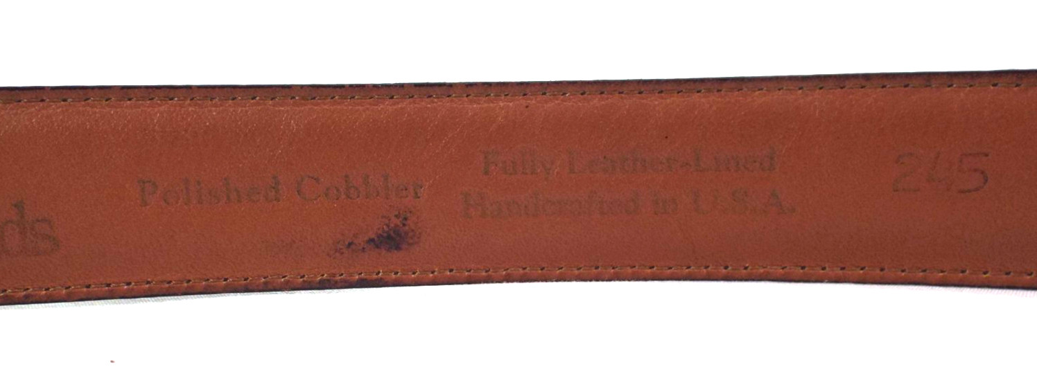 EUC VTG Allen Edmonds Handmade Brown Polished Leather 1 1/8″ Dress Belt Sz36 USA