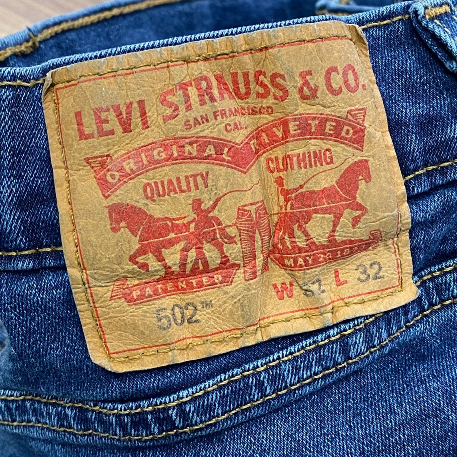 Levi’s 502 Taper Jeans Mens 32×32 Heritage Cotton Blend Regular Fit Blue Indigo