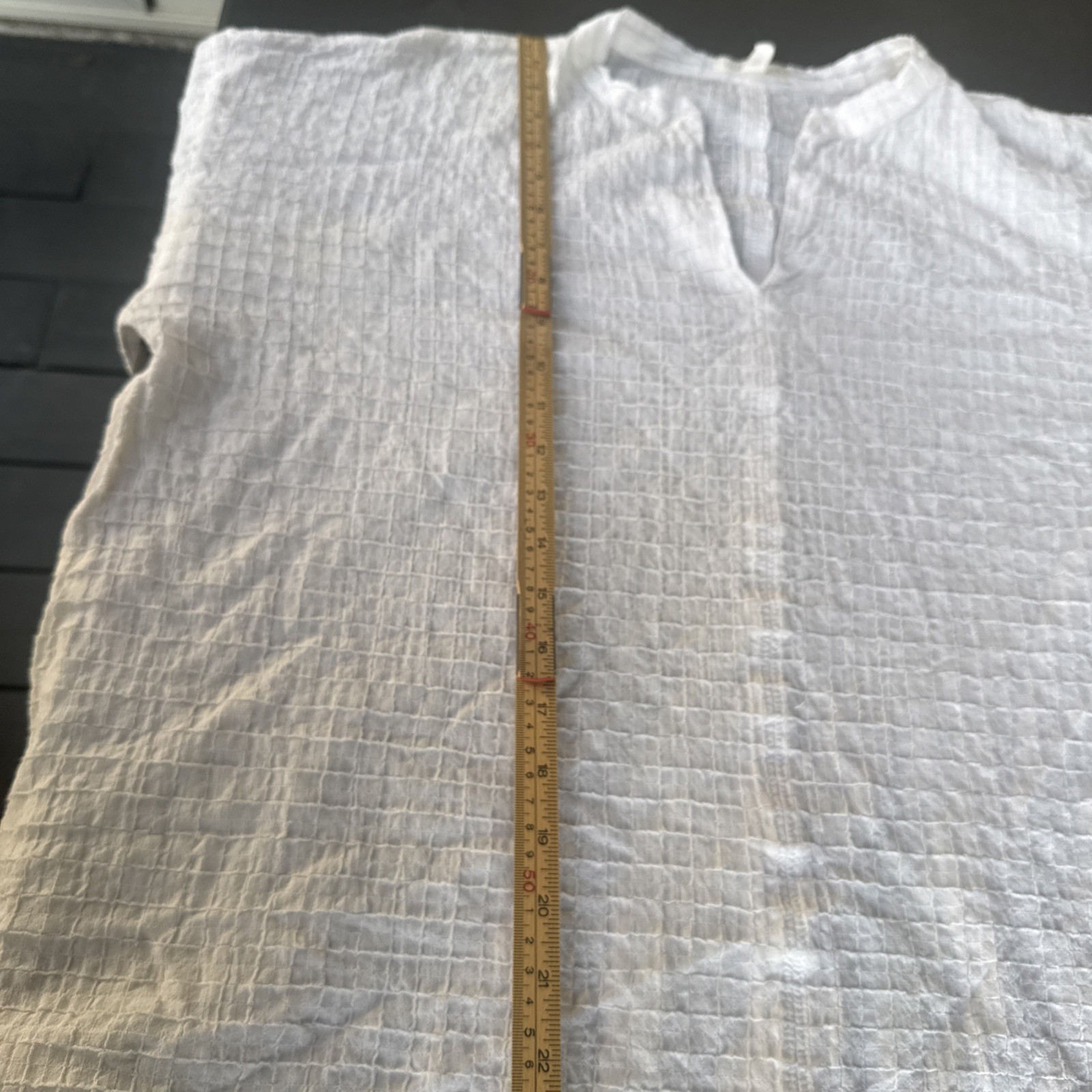 Eileen Fisher Window Pain Mandarin Collar Top Sz L 99% Cotton 1% Spandex
