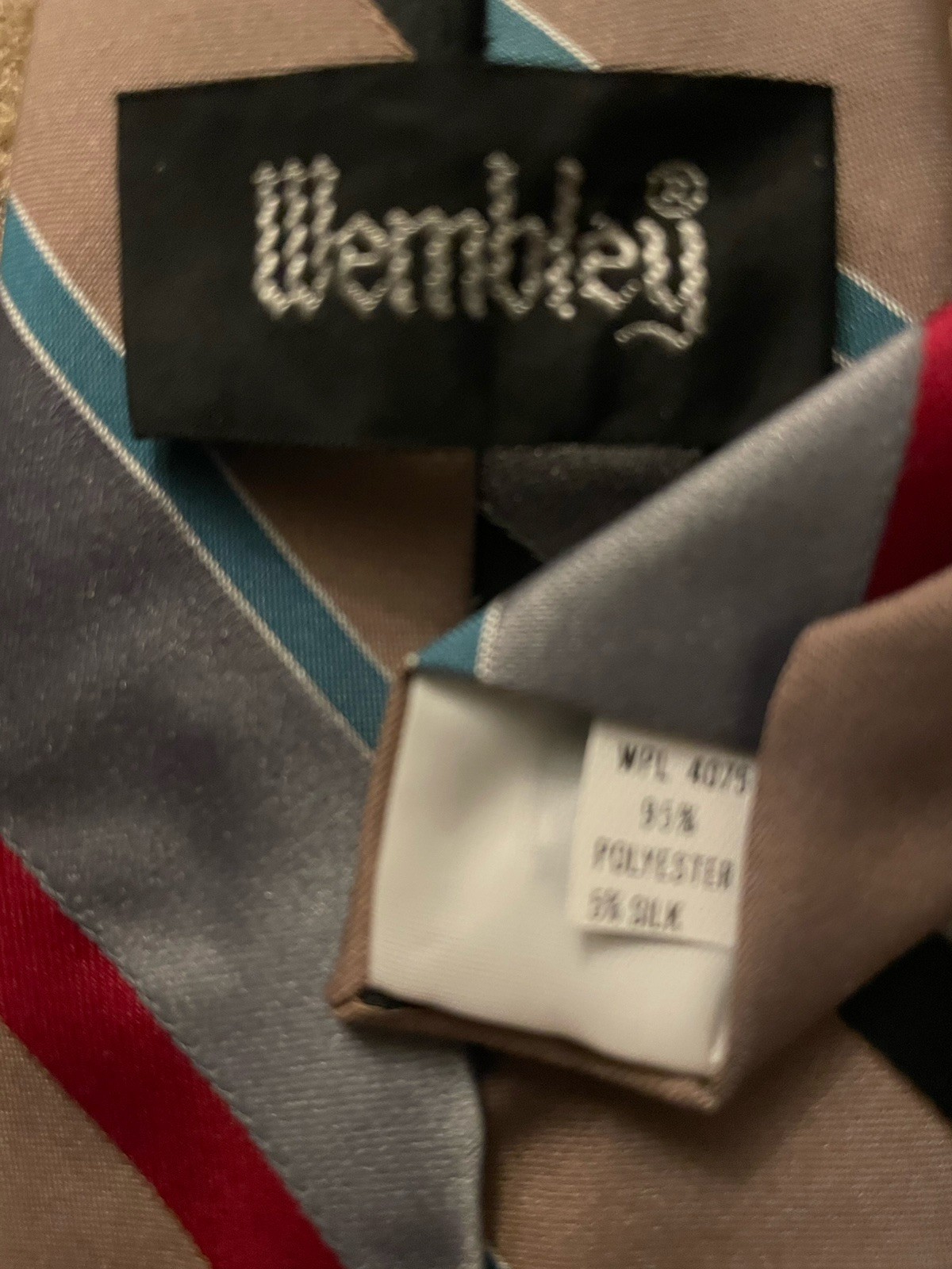 Wemlon Wembley Neckwear Tie Multicolor Silver Red Teal Diagonal Striped AOP JBHS