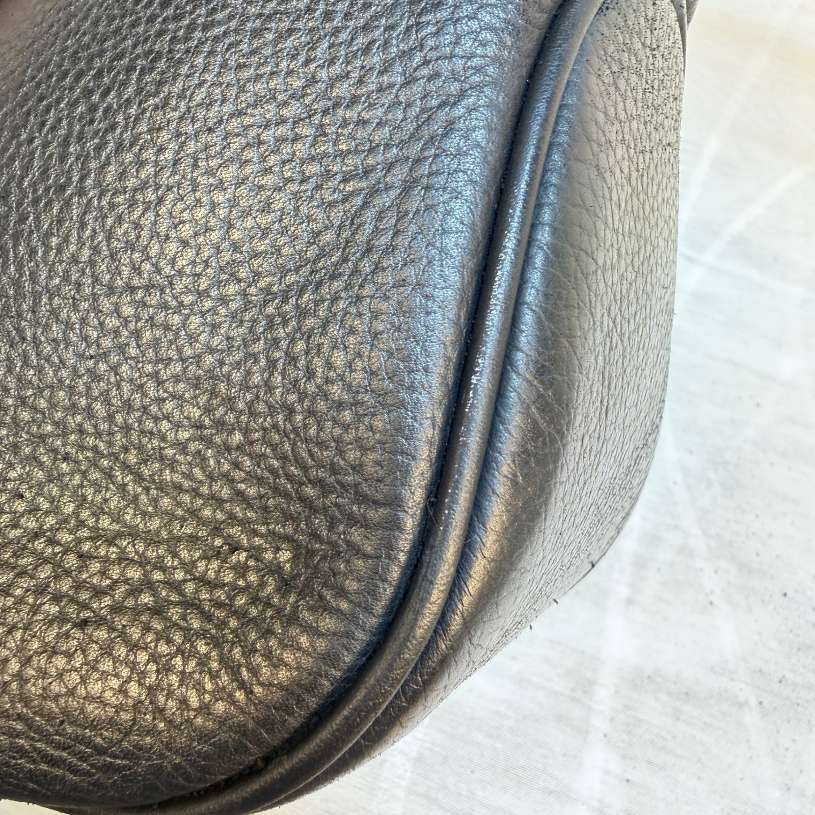 Dooney & Bourke Black All Weather Leather Hobo Shoulder Bag Contrast Stitching
