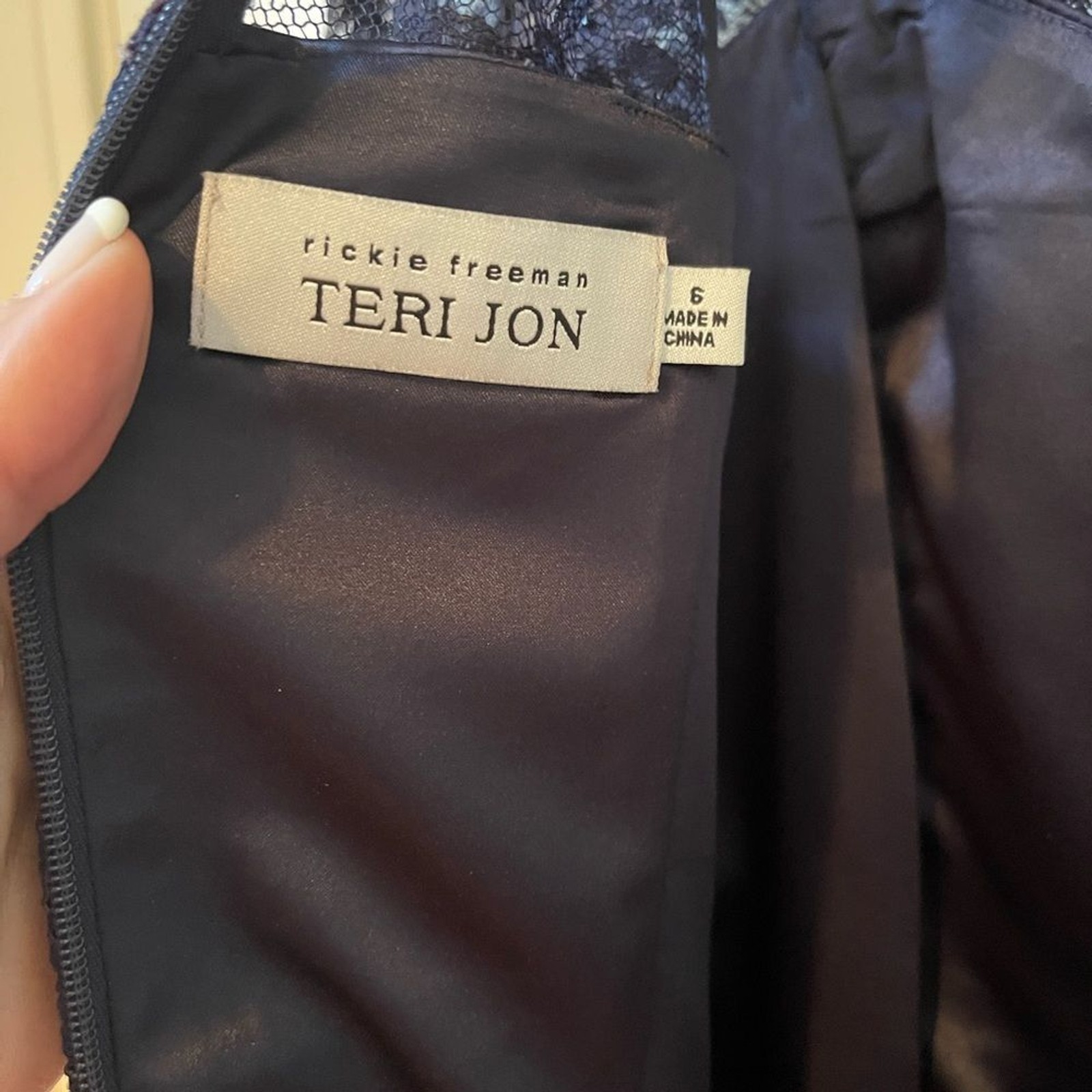 Teri Jon by Rickie Freeman Navy Cocktail Wedding Dress Size 6
