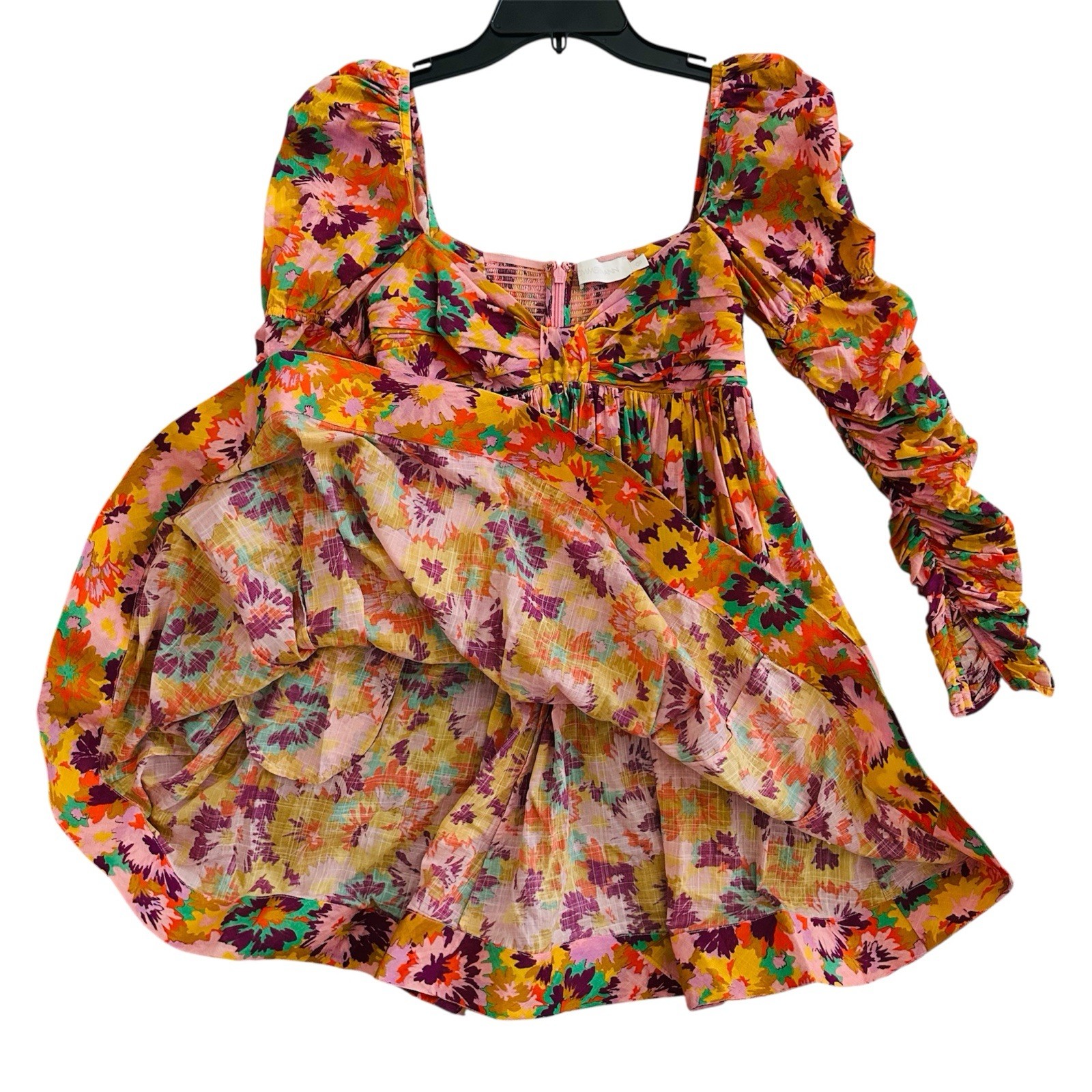 Zimmermann Violet Twist Front Mini Dress in Mustard Multi Floral Size 0P | US 2P