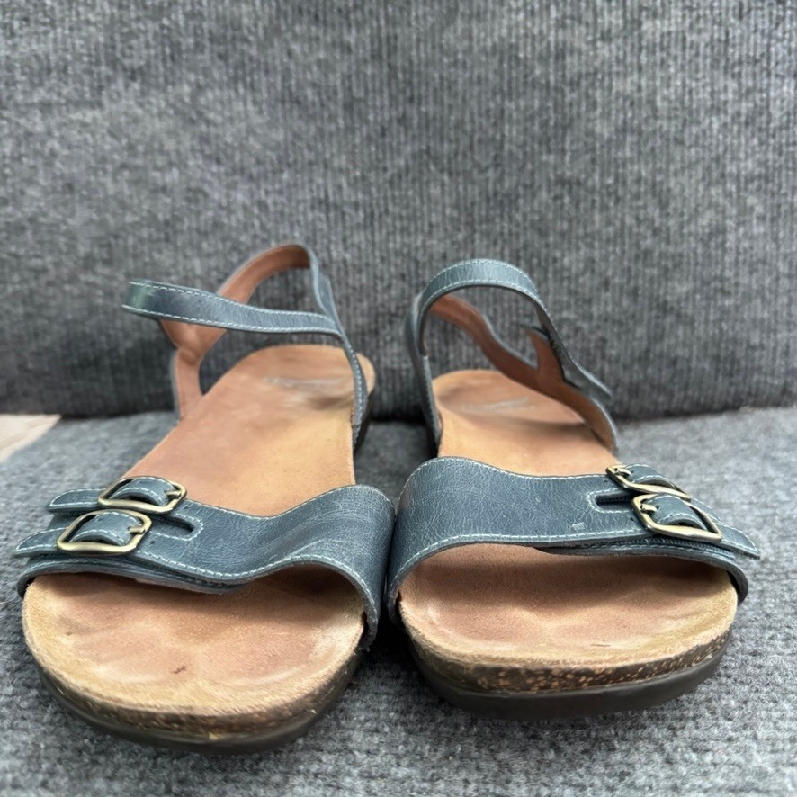 Dansko Rebekah Slate Blue Leather Buckle Ankle Strap Sandals Womens Size 38