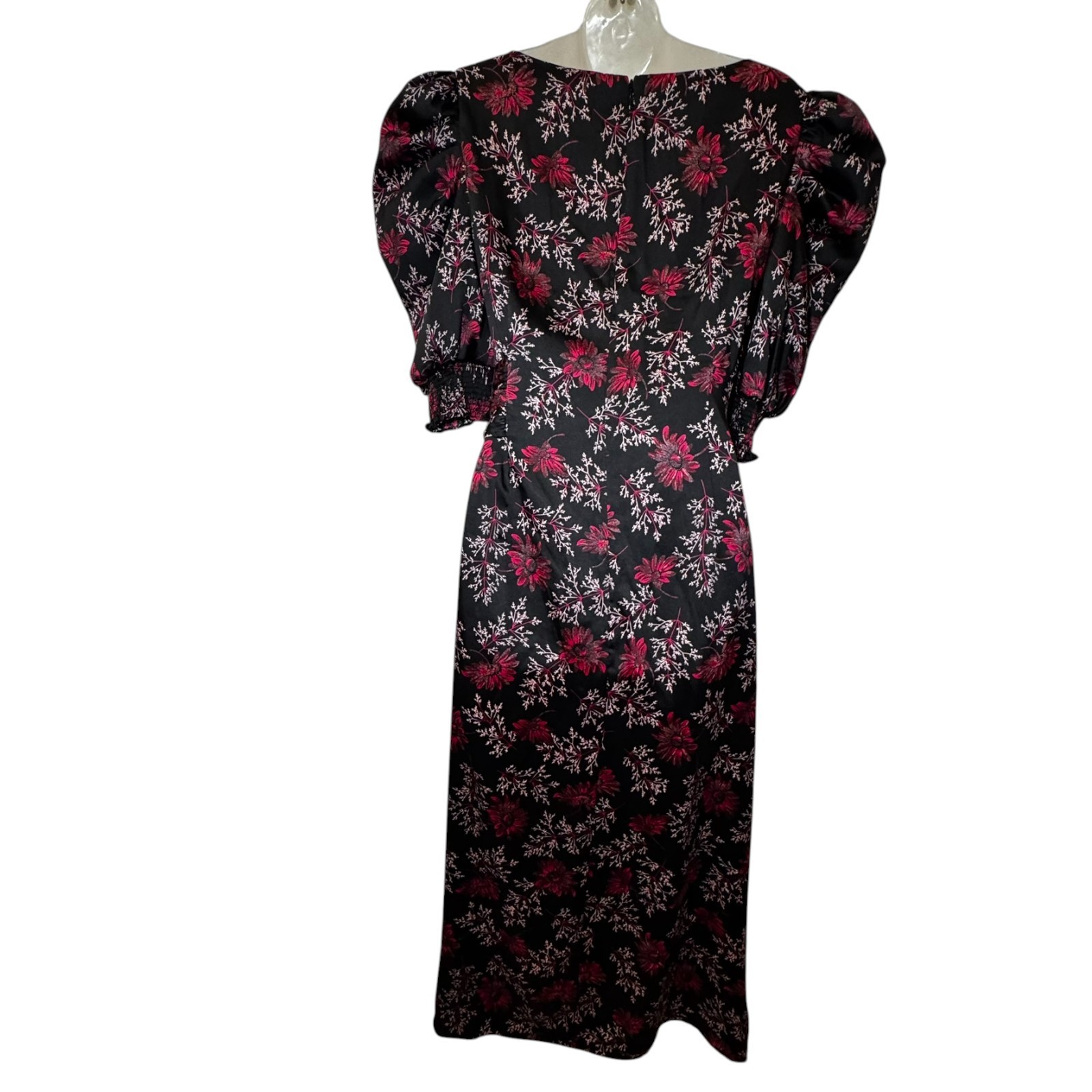 Cinq A Sept Tumbled Daisy Kacy Wrap Dress Raspberry Size 4 Puff Sleeve $425