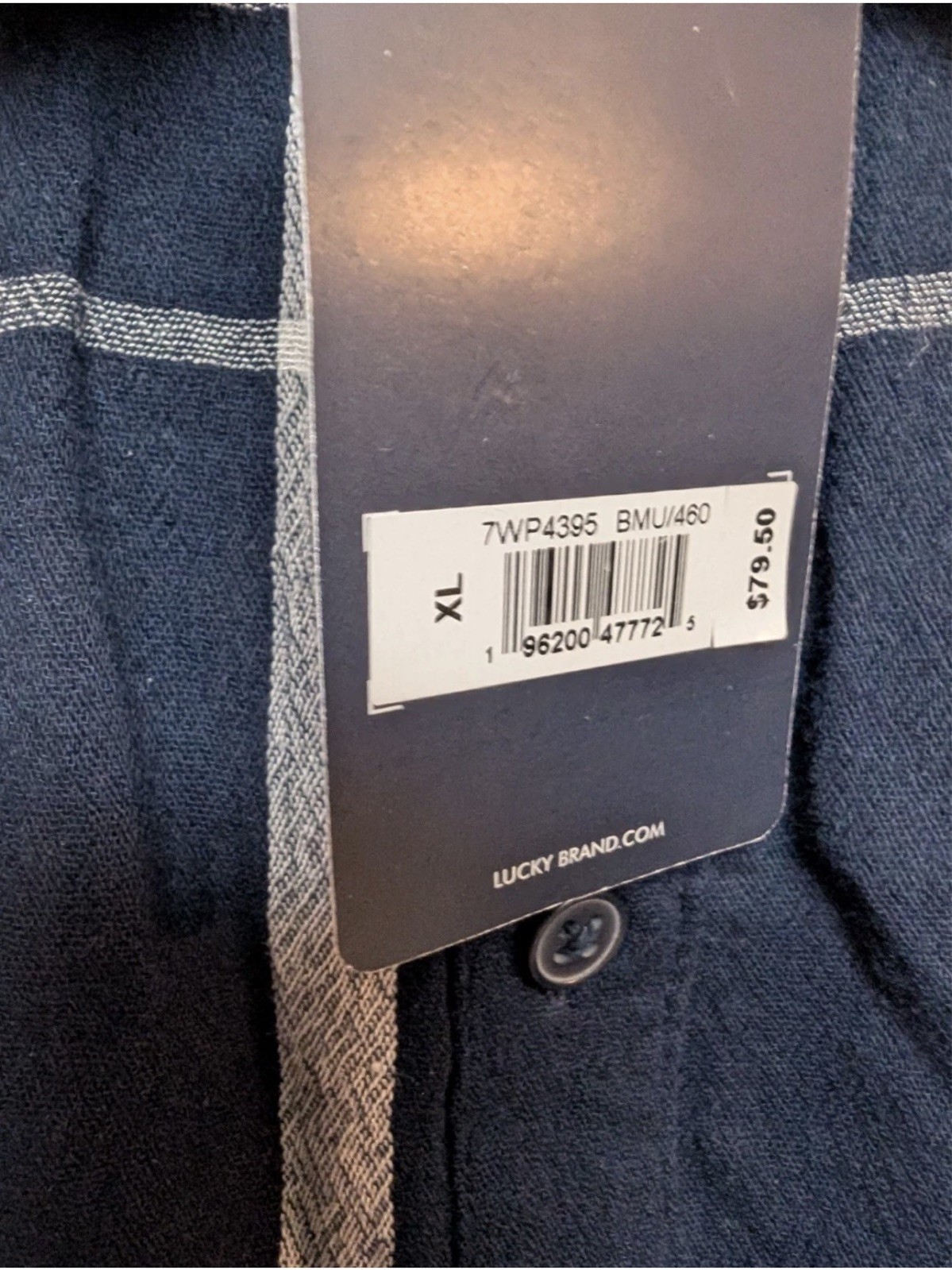 NWT Lucky Brand Navy Plaid Button-down Long Sleeve Shirt Women’s Size XLarge