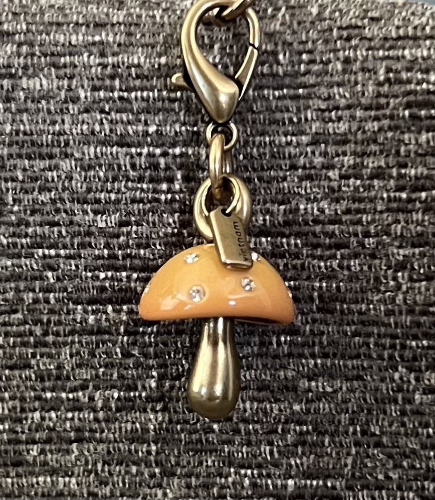 Genuine Coach 2.25” Green Suede Leather Hangtag Orange / Brass Mushroom New