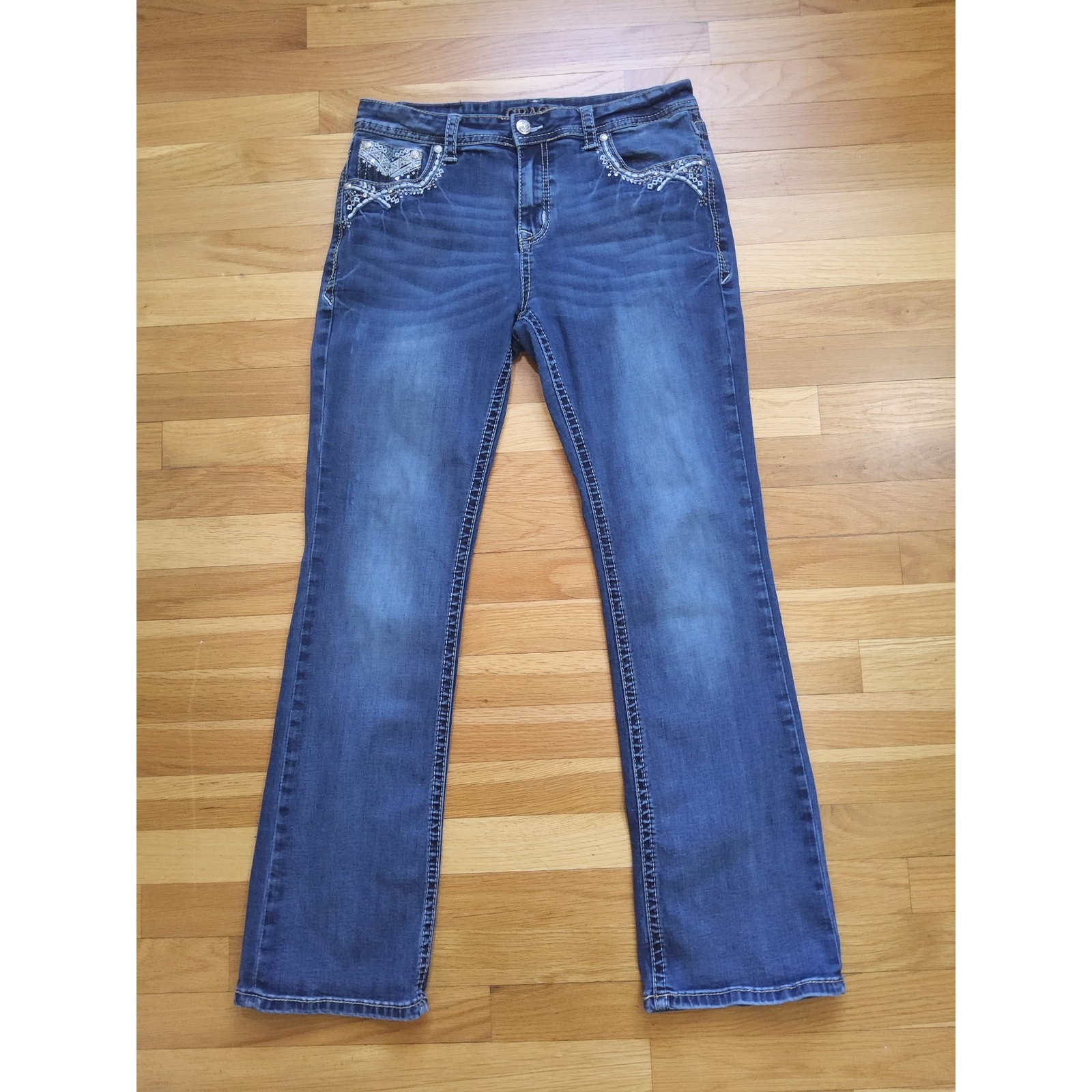 Grace in LA Bootcut Jeans Embellished Back Pockets Denim