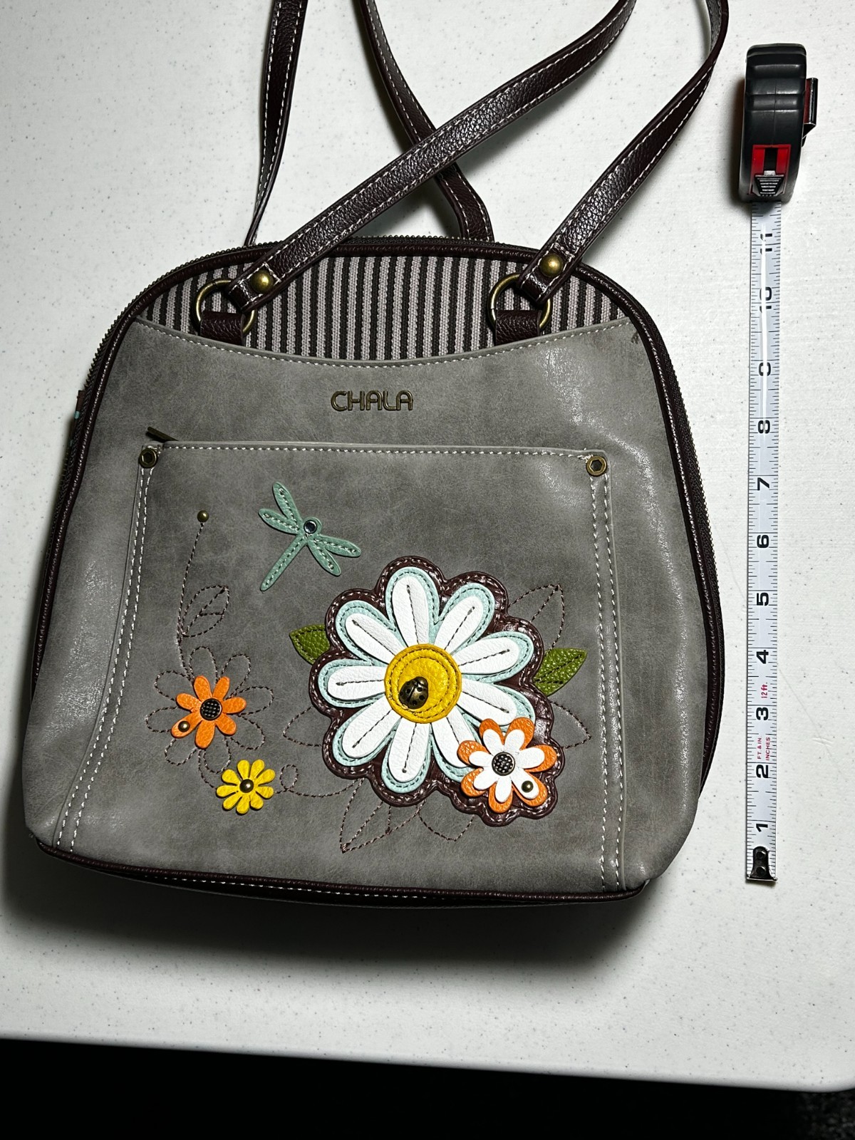 NEW CHALA CONVERTIBLE BACKPACK PURSE Medium Size in shade of grays & browns