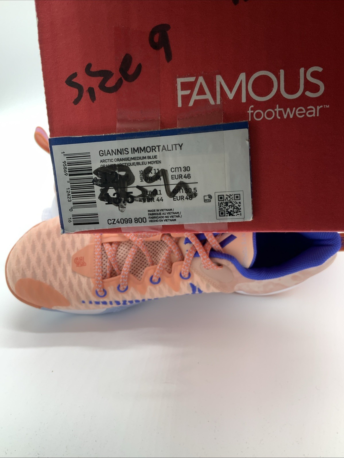 Nike Giannis Immortality Arctic Orange/ Med Blue 2022 Men Size 9 CZ4099-800