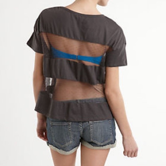 O’Neill Sexy Mesh Inset Stripe Boxy Tee NEW