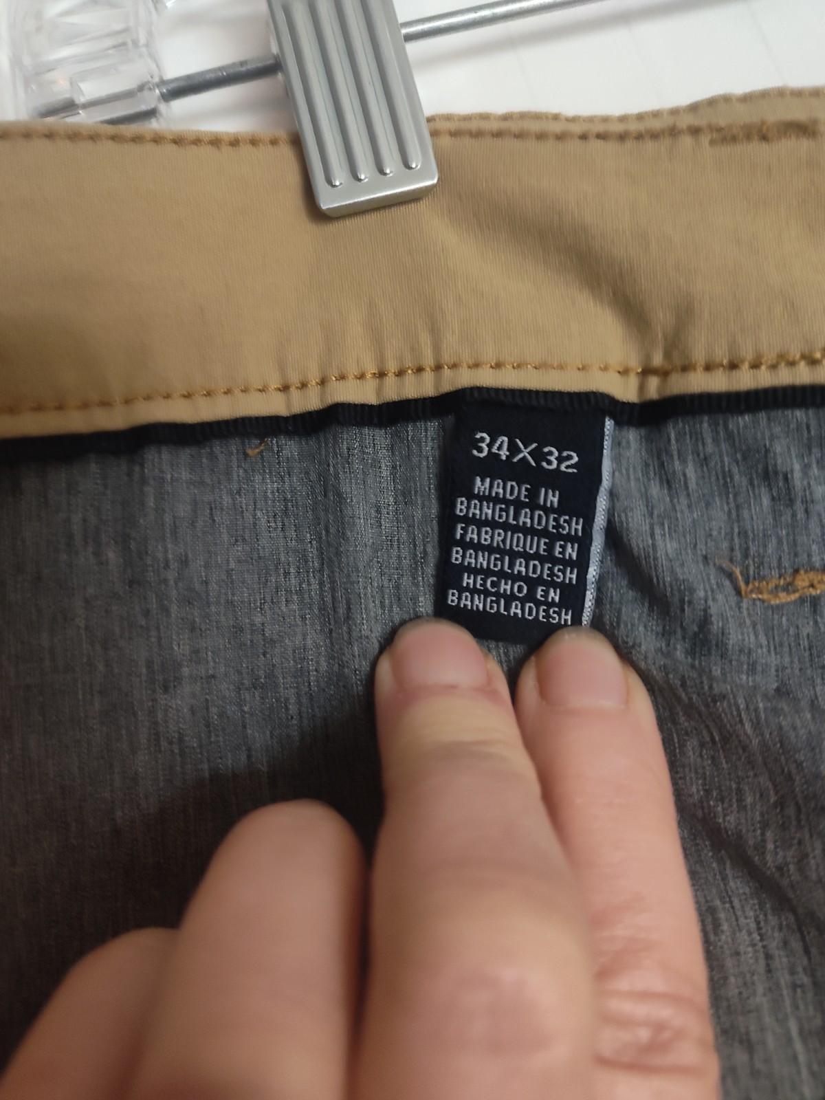 Kenneth Cole Gusseted 34×32 Slim Chino Performance Functional Tan Mens Pants