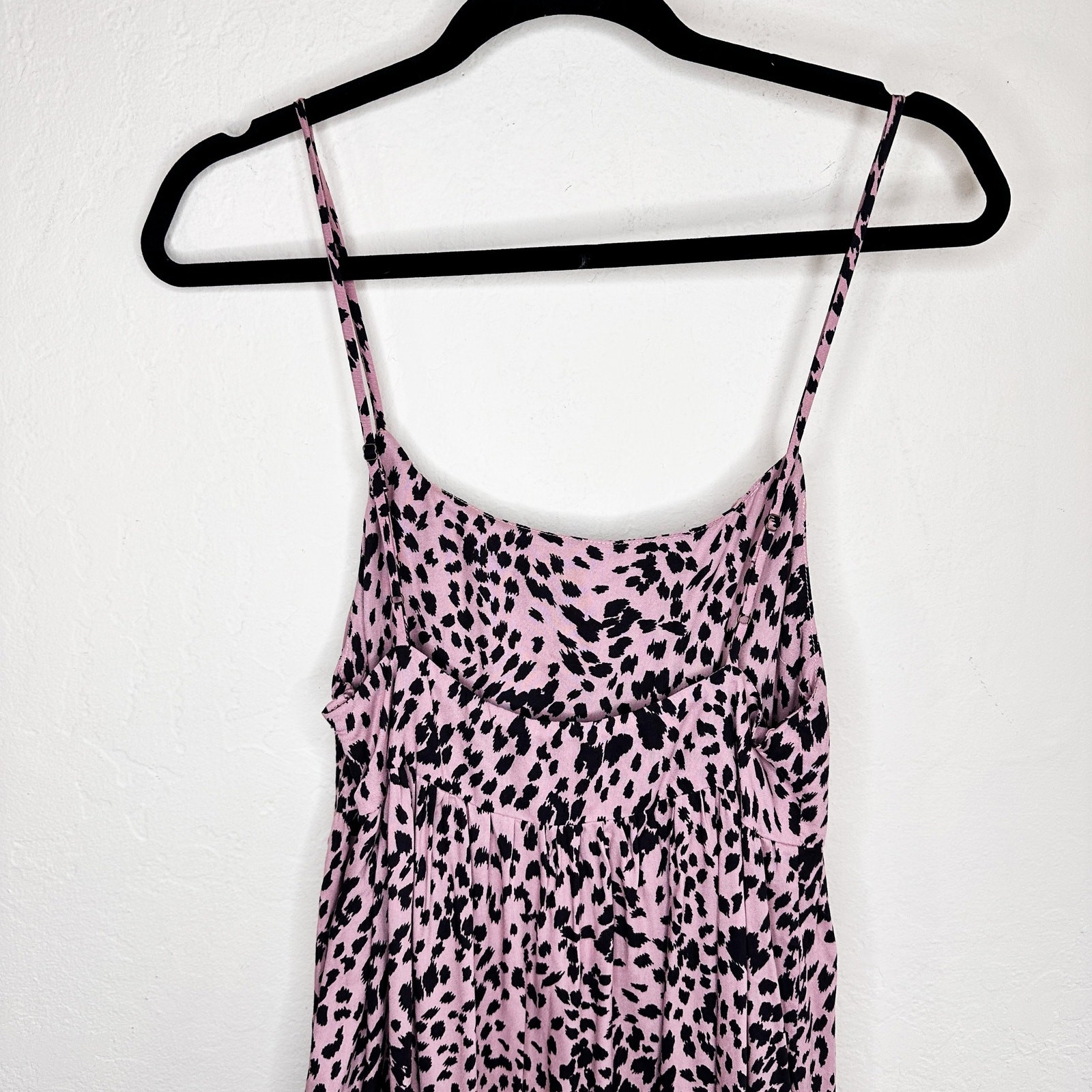 Stillwater Memz Pebbles Pink Cheetah Leopard Print Tiered Leg Slit Maxi Dress XS
