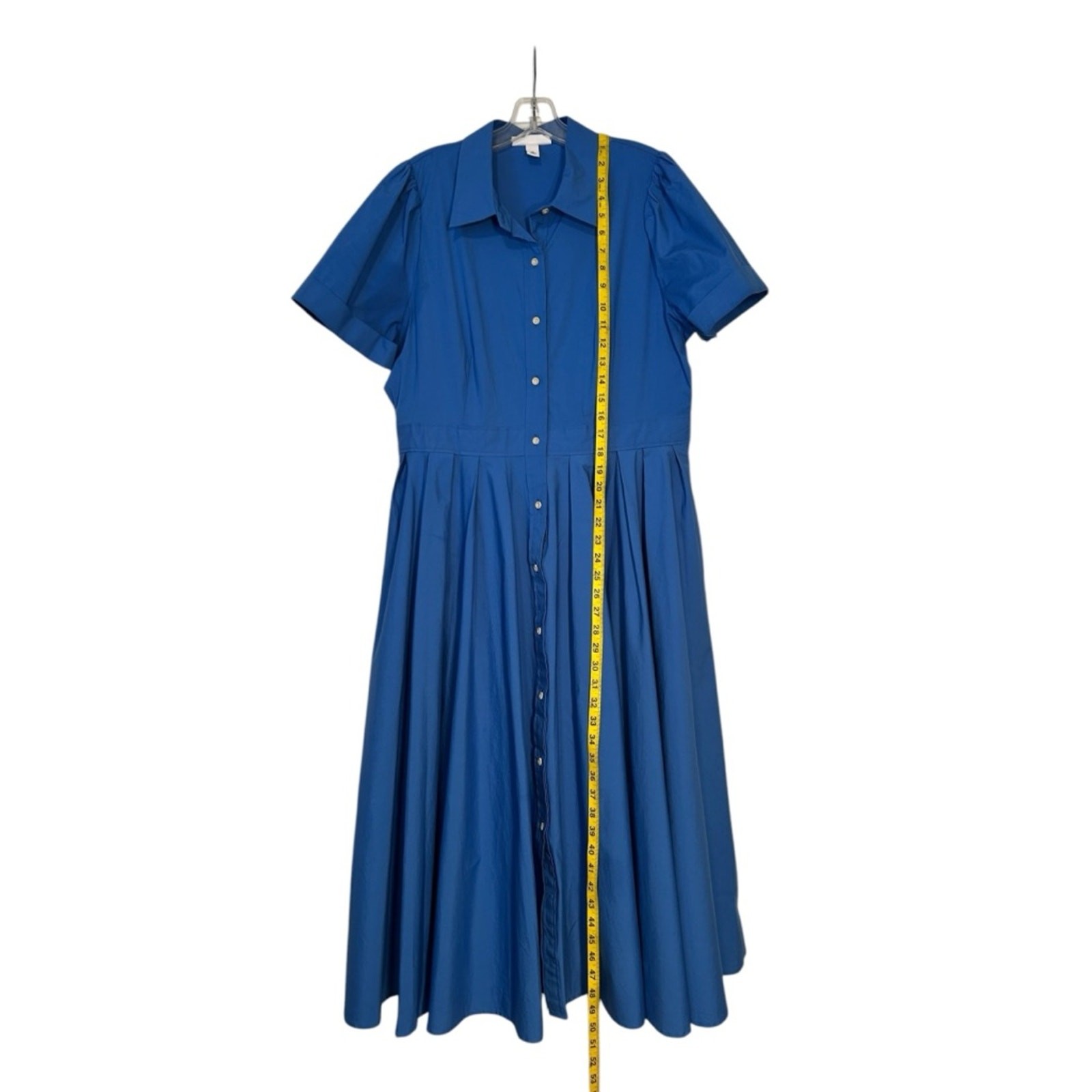 Alexis Dress Blue Short-Sleeve Button Front Fit-and-Flare Size XL Shirtdress