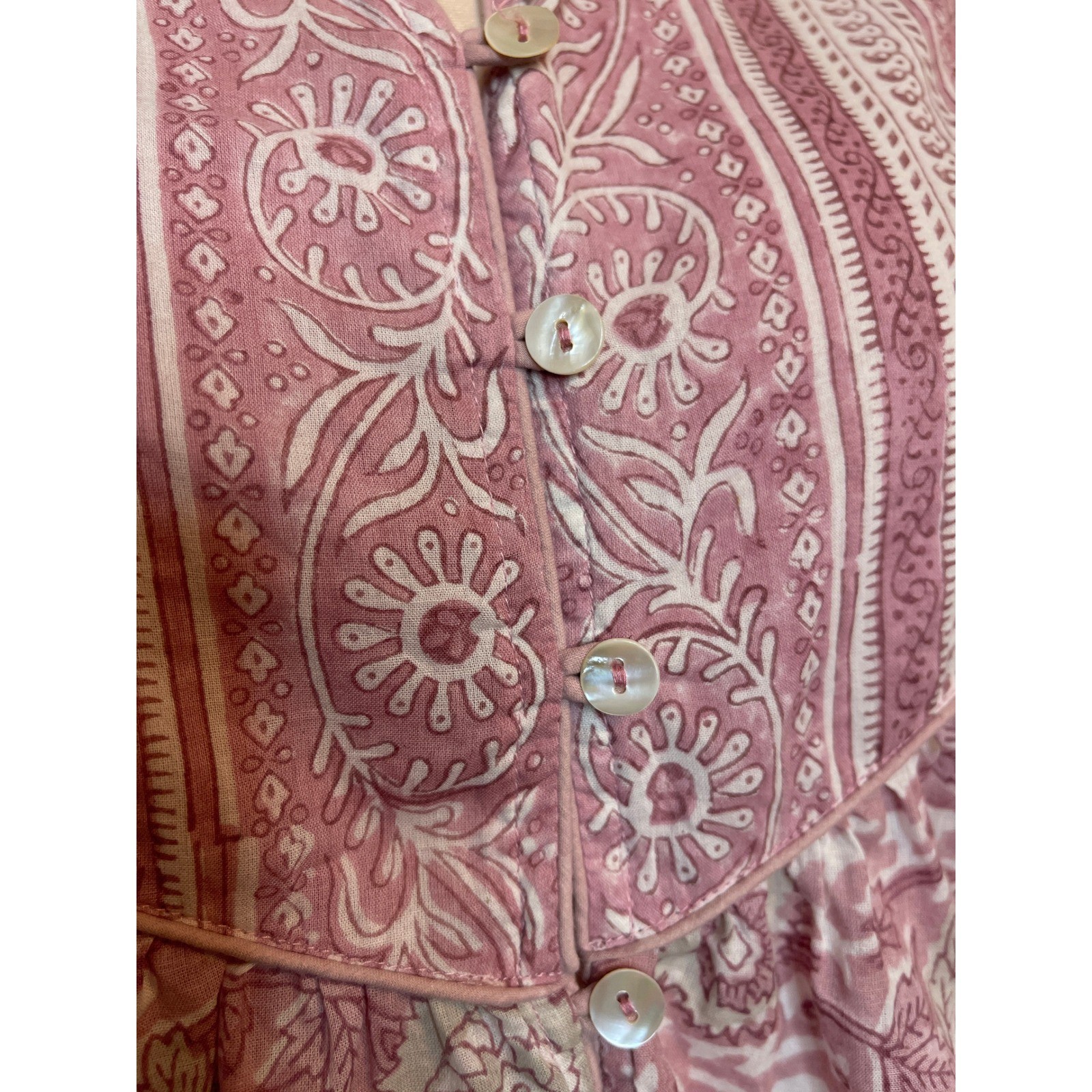 Cleobella Rayna Peasant Button Down Floral 100% Cotton Blouse Top Anthropologie