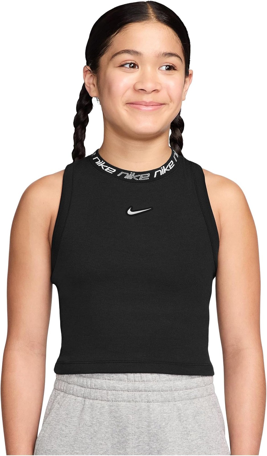 Nike Girls’ Sportswear Dri-FIT Tank Dance (Little Big Kid), Black – Black – Medi