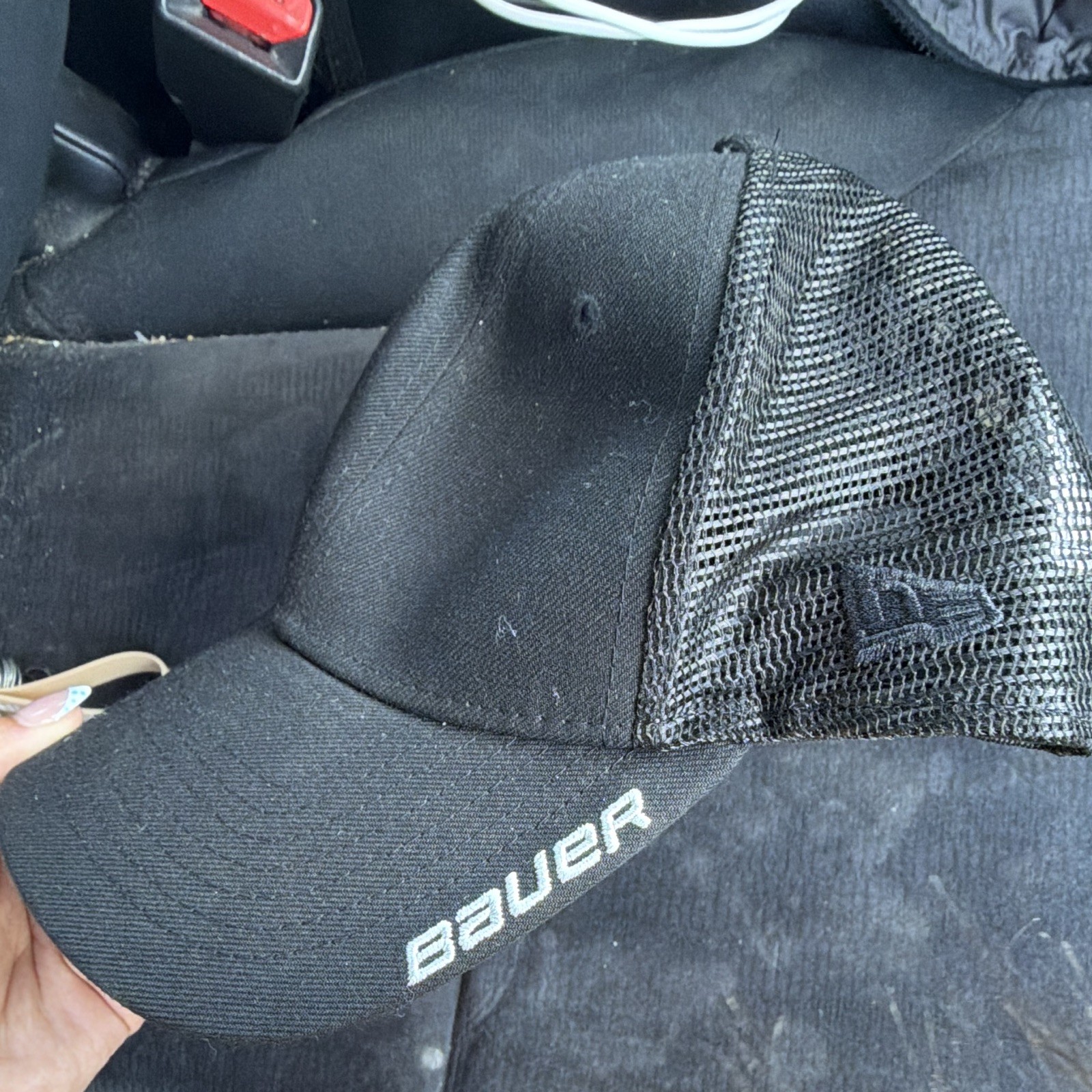 Bauer Black Mesh Back Adjustable Trucker Hat Cap Unisex Adults One Size
