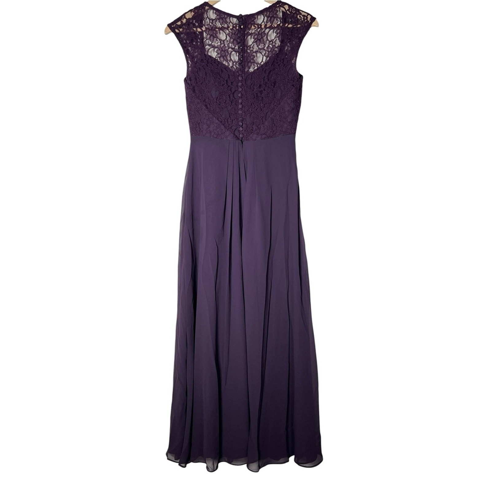 Bill Levkoff Deep Purple Lace Bodice Maxi Formal Gown size 2 B110