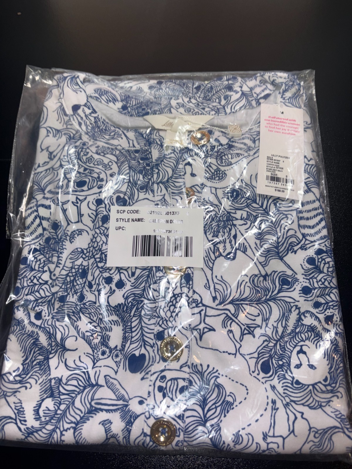 Lilly Pulitzer Women’s Cameron Popover Dress Color: Starlight Navy Zoology NEW!