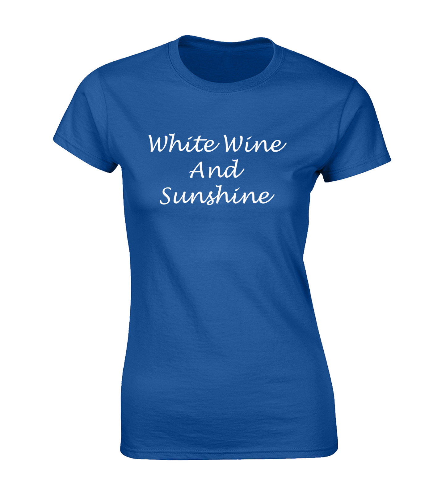 WHITE WINE & SUNSHINE LADIES T SHIRT COOL HOLIDAY CLOTHING SUMMER CASUAL TOP