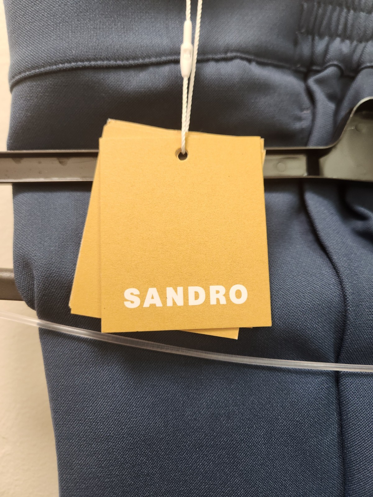 SANDRO Mens Jersey Trousers Size 42 FR (Large, 34/35 in US) Elastic Waist Blue