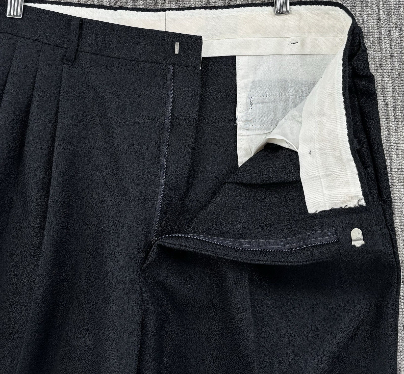 VTG Men’s Baggy Wide Black Pleated Dress Pants 34×31 Talon Zipper 10” Leg