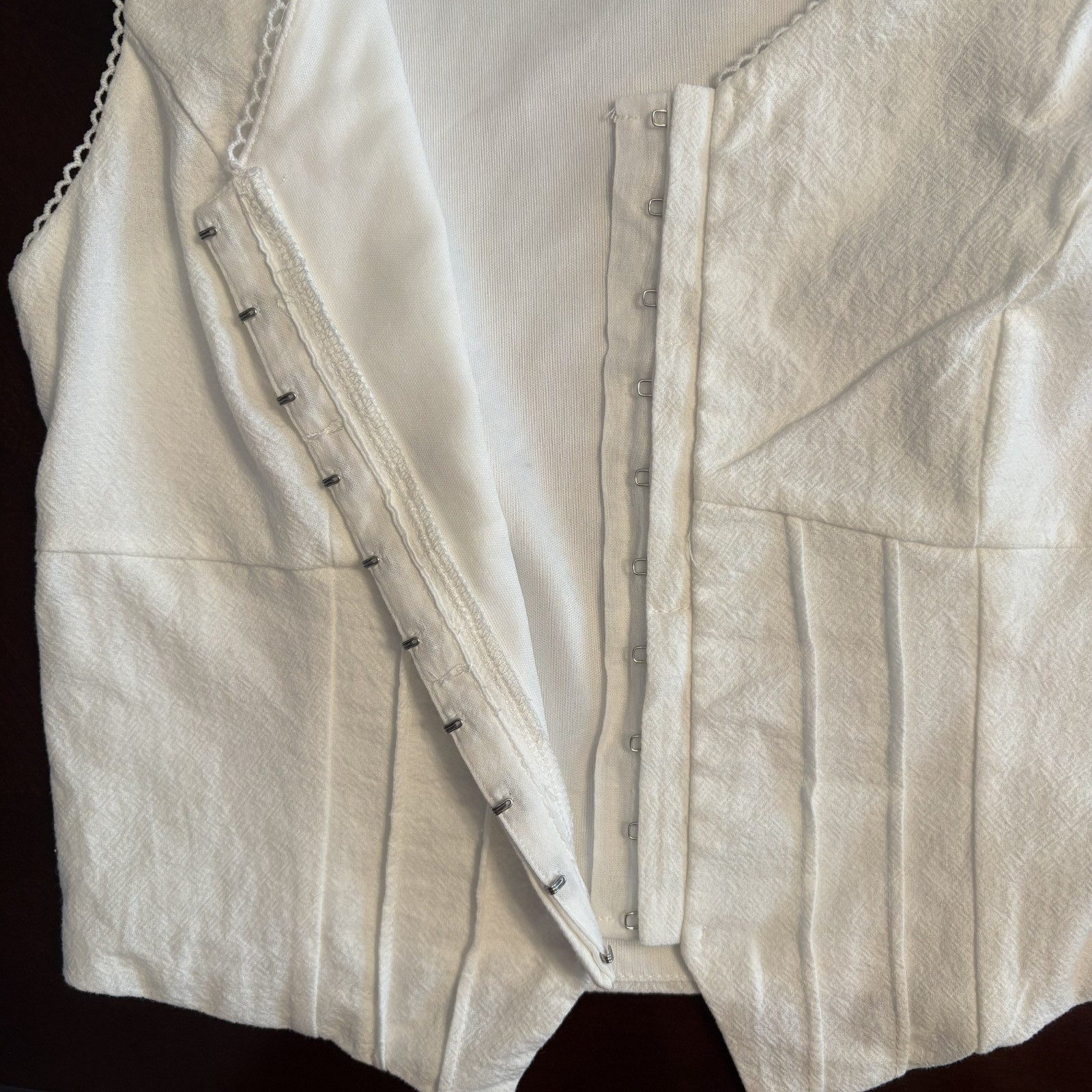 NWT 100% Cotton Corset Bustier Crop Top White XS Festival Western Coquette Boho