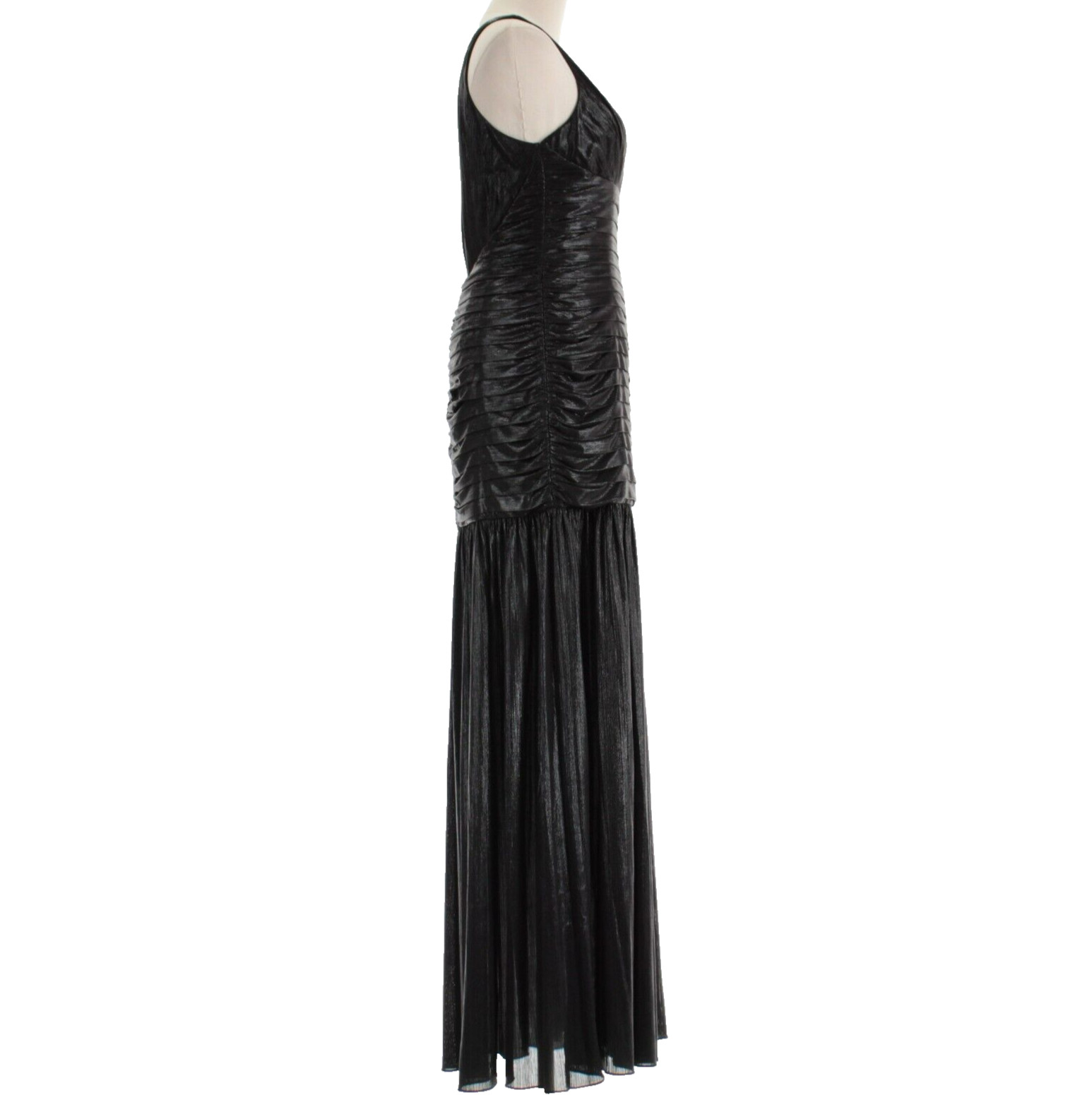 Retrofete NWT Elsa Sleeveless V-Neck Maxi Dress Size Large in Metallic Black