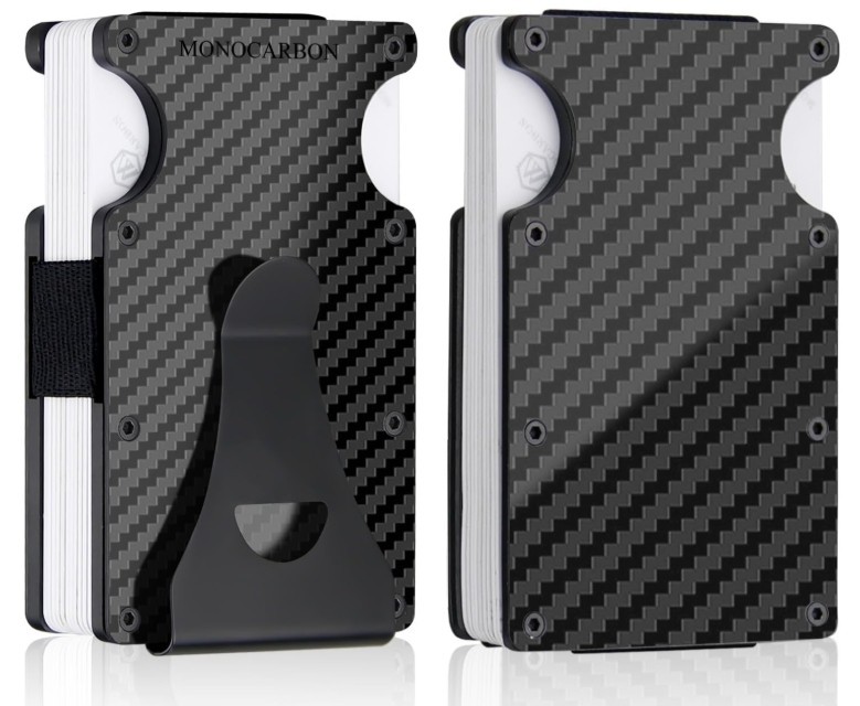 MONOCARBON Carbon Fiber RFID Wallet Slim Front Pocket Money Clip for Men