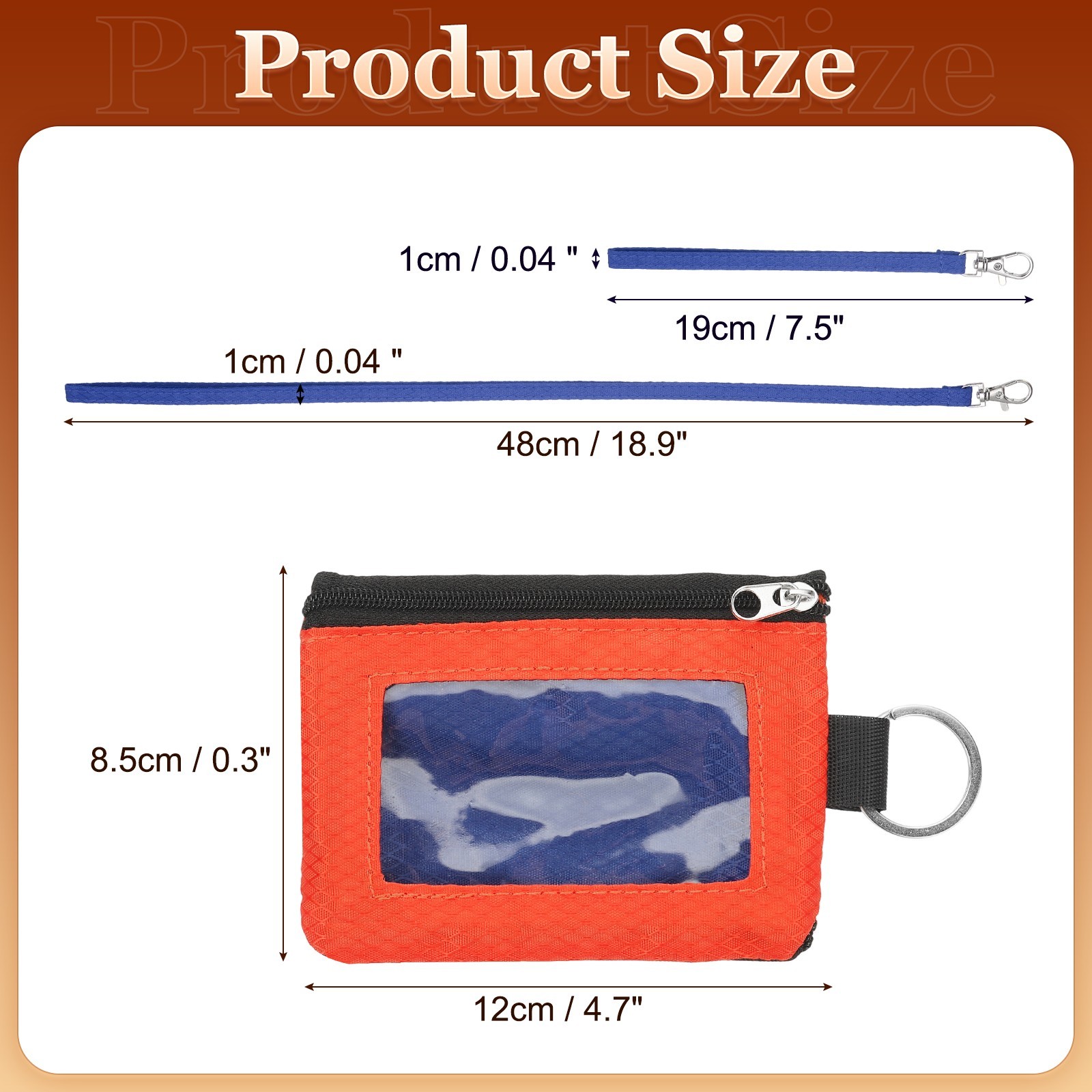 Minimalist RFID Blocking Wallets, Orange/Navy Blue(2 Lanyard)