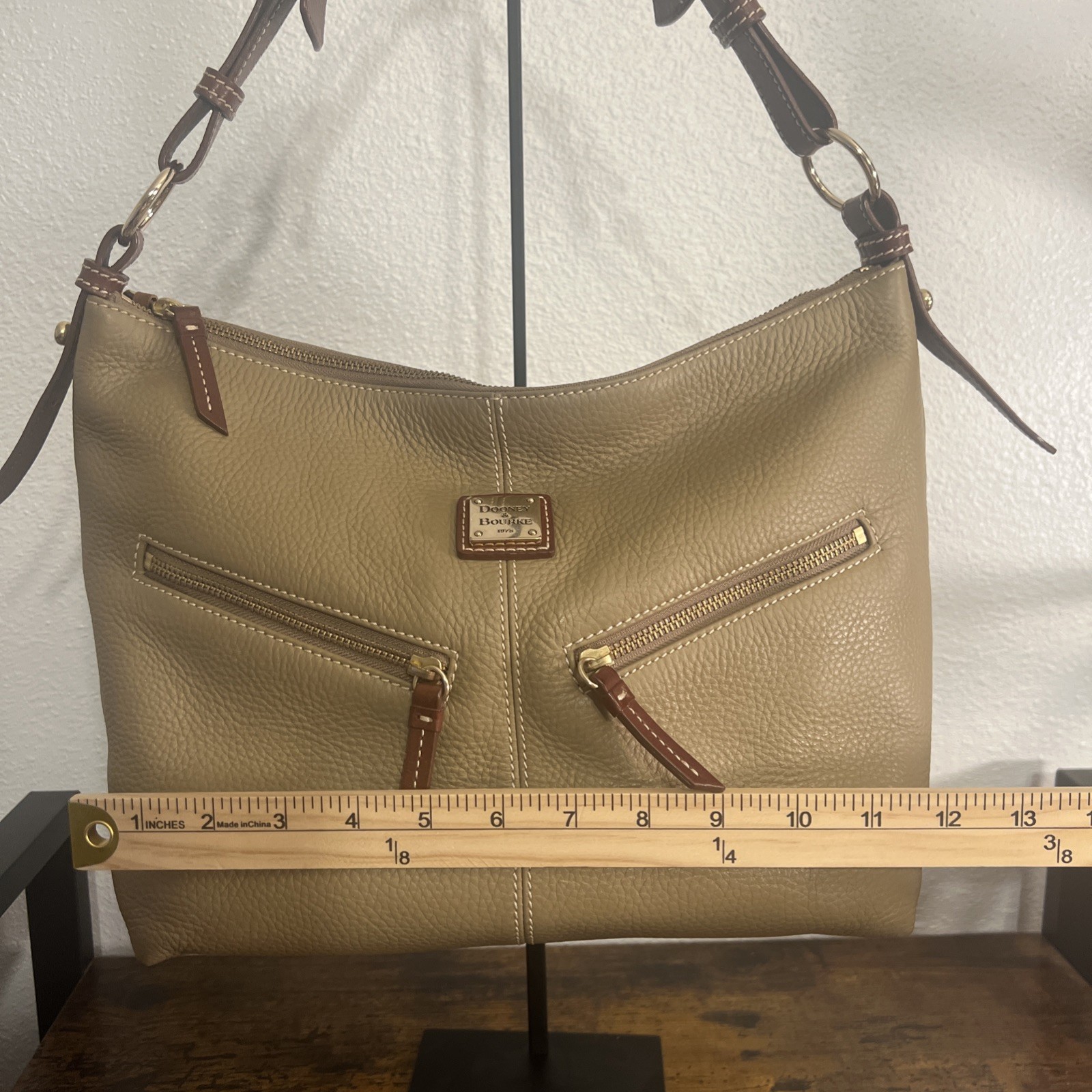 Dooney & Bourke Pebble All Weather Leather Hobo Shoulder Bag Taupe (Beige)