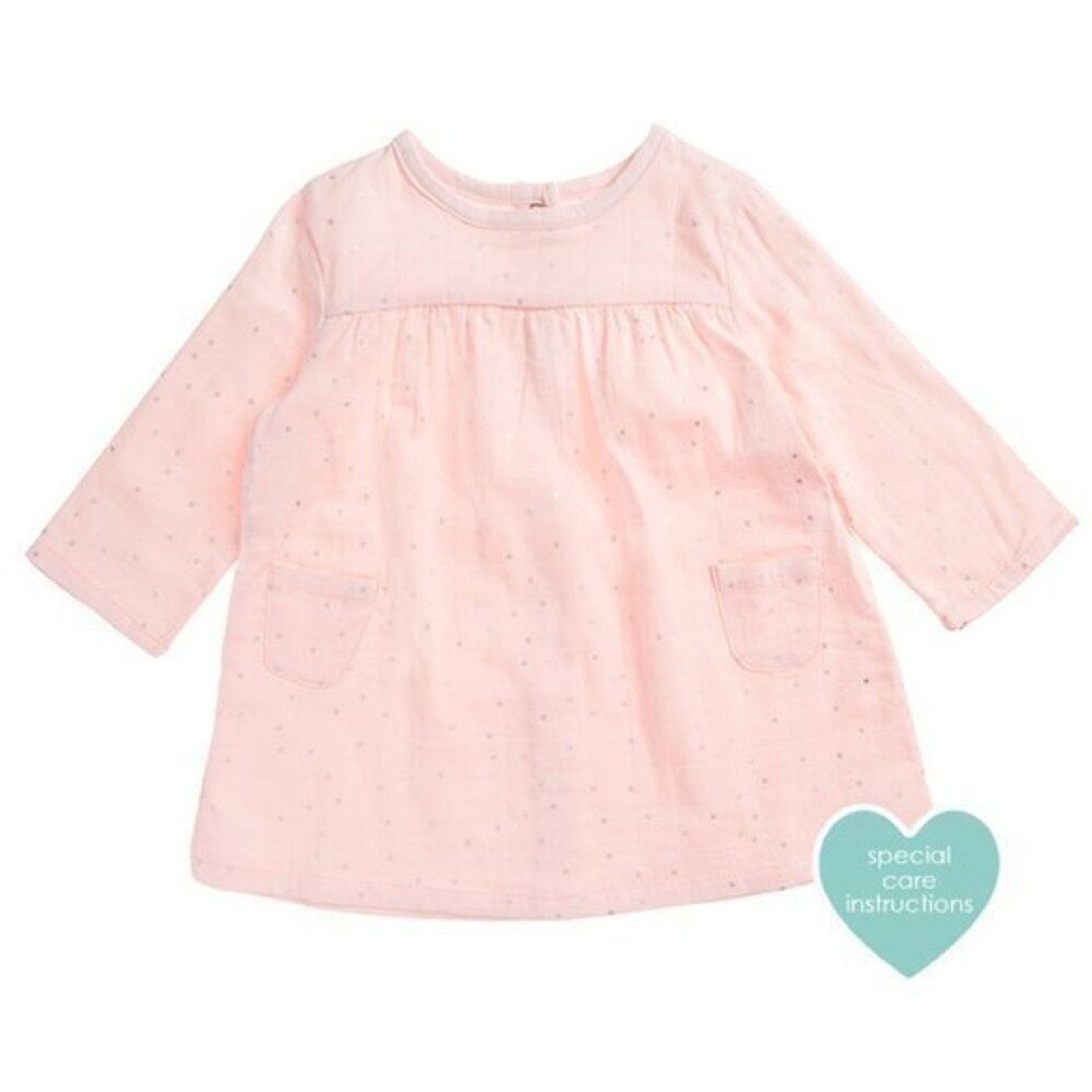 NWT Aden + Anais Primrose Pocket Dress 18-24 Months Cotton Muslin Silver Dots