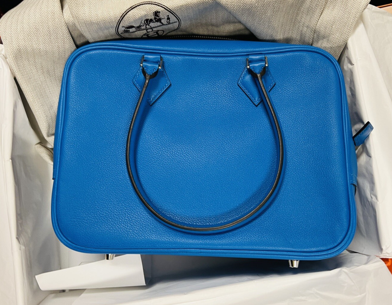 HERMES Kelly Strap Pink Red PLUME 28 Blu LEATHER PALLADIUM Purse NEW HandBag Bag