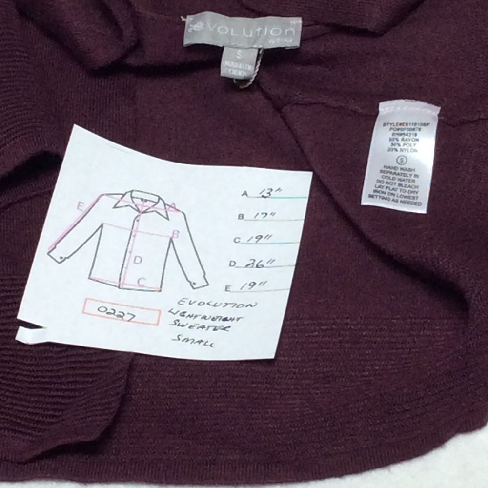 Stitch Fix Evolution Women’s Cardigan Burgundy Lightweight Open Front Small
