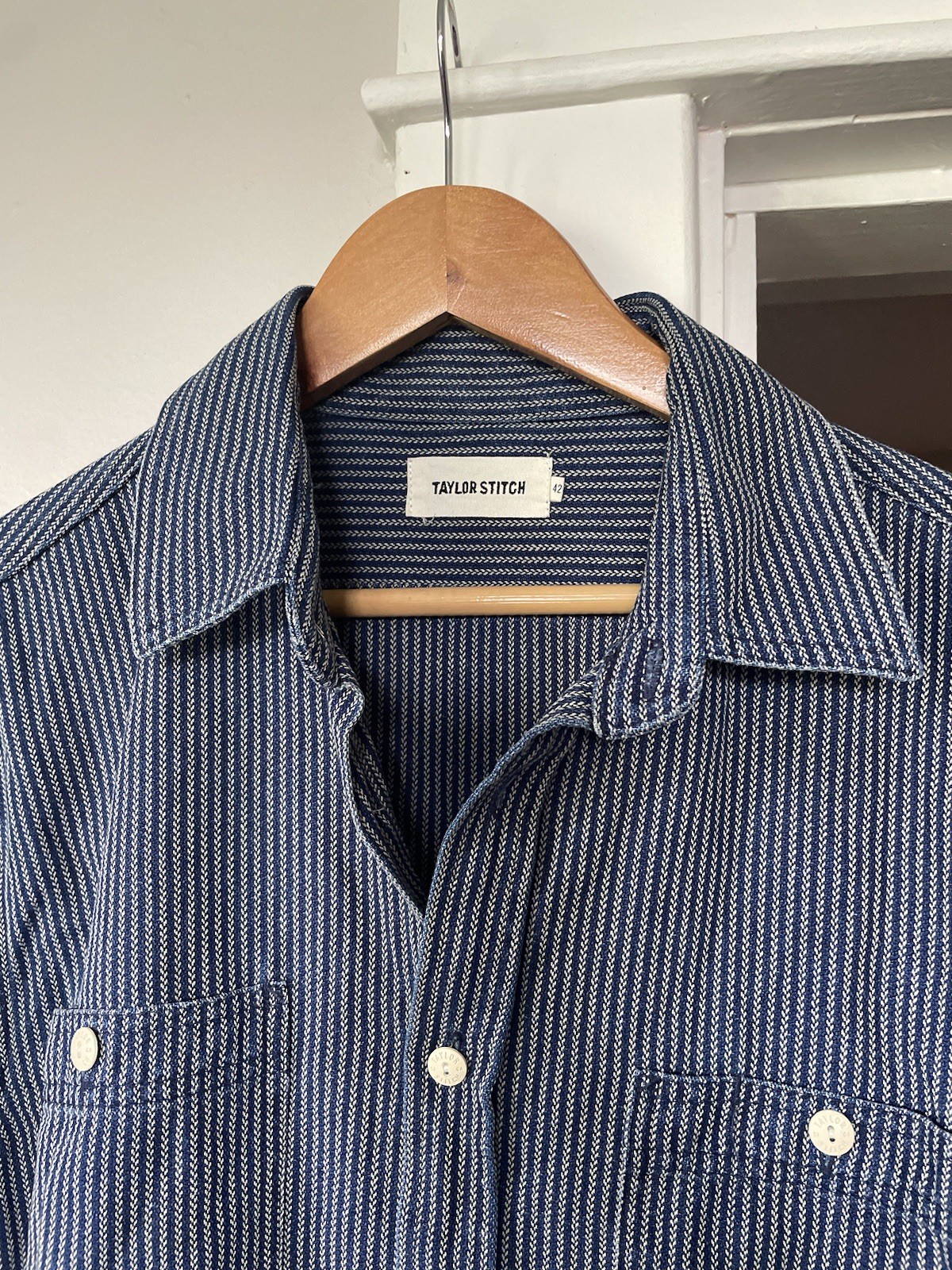 Taylor Stitch Jack Shirt Indigo Rope Size L 42 100% Regenerative Cotton