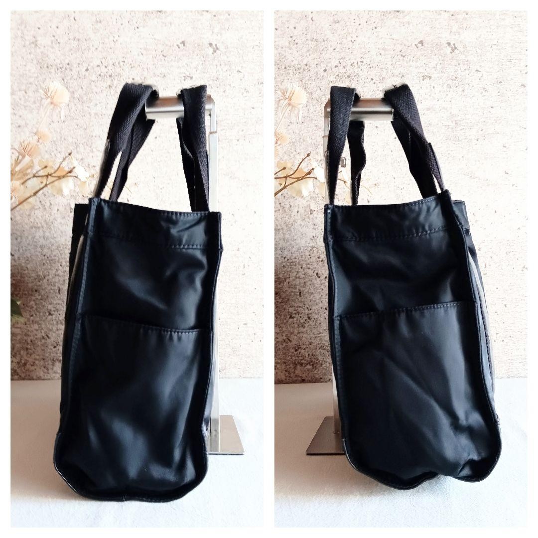 Tory Burch Enamel Nylon Tote Bag Handbag Black Ella