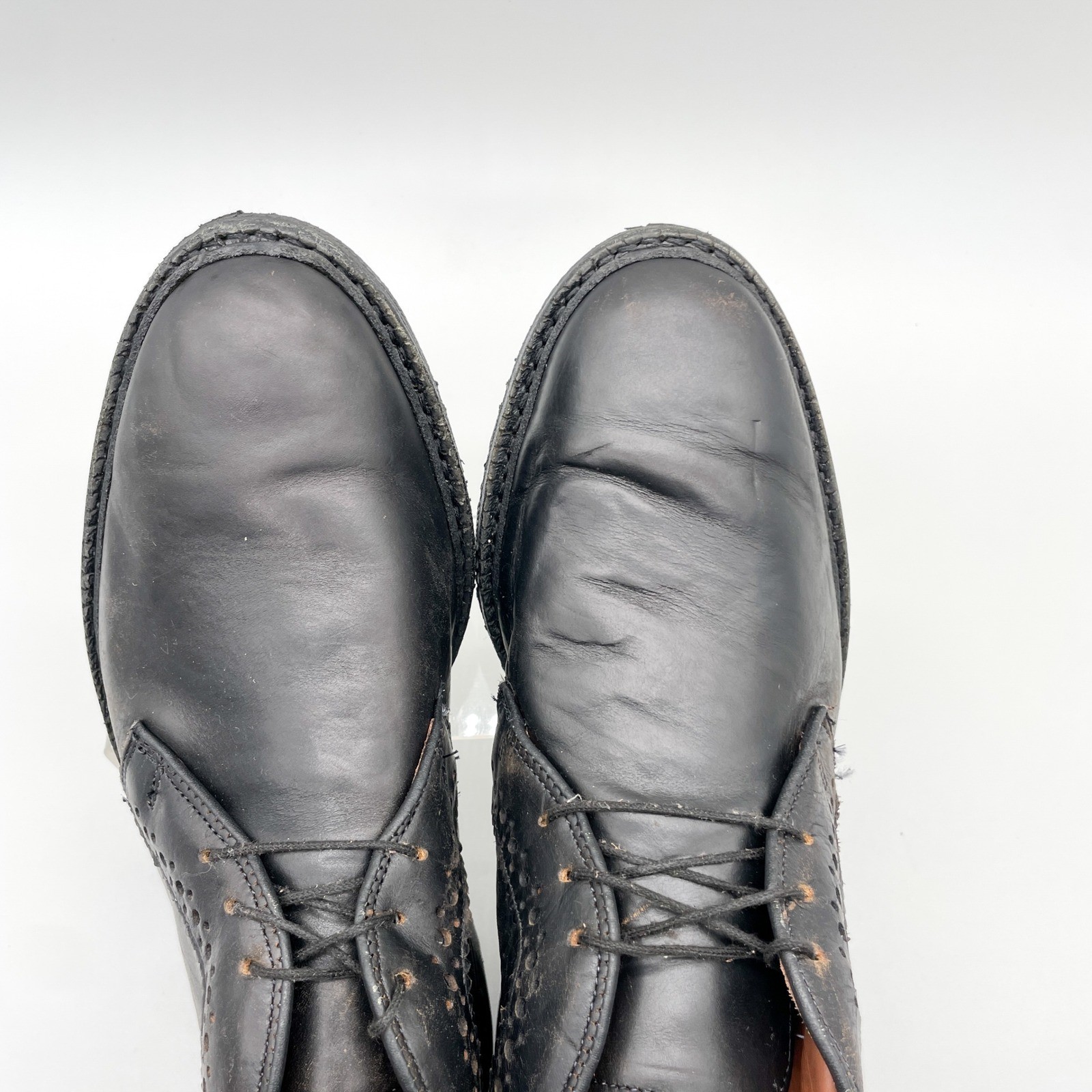 Allen Edmonds Mens 8 D Bellevue Chukka Boots Black Leather Brogue Casual Grunge