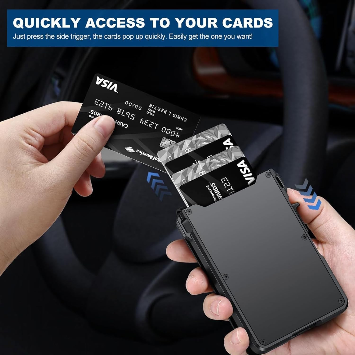 Slim Wallet with Money Clip & ID Window, RFID Blocking Smart Pop Up Card Wallet