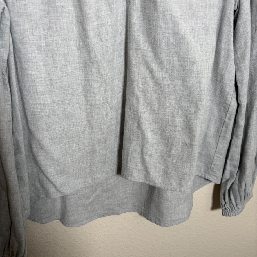 Loft Blouse Women’s Petite Small Gray Lace Popover Long Sleeve Casual Shirt Top
