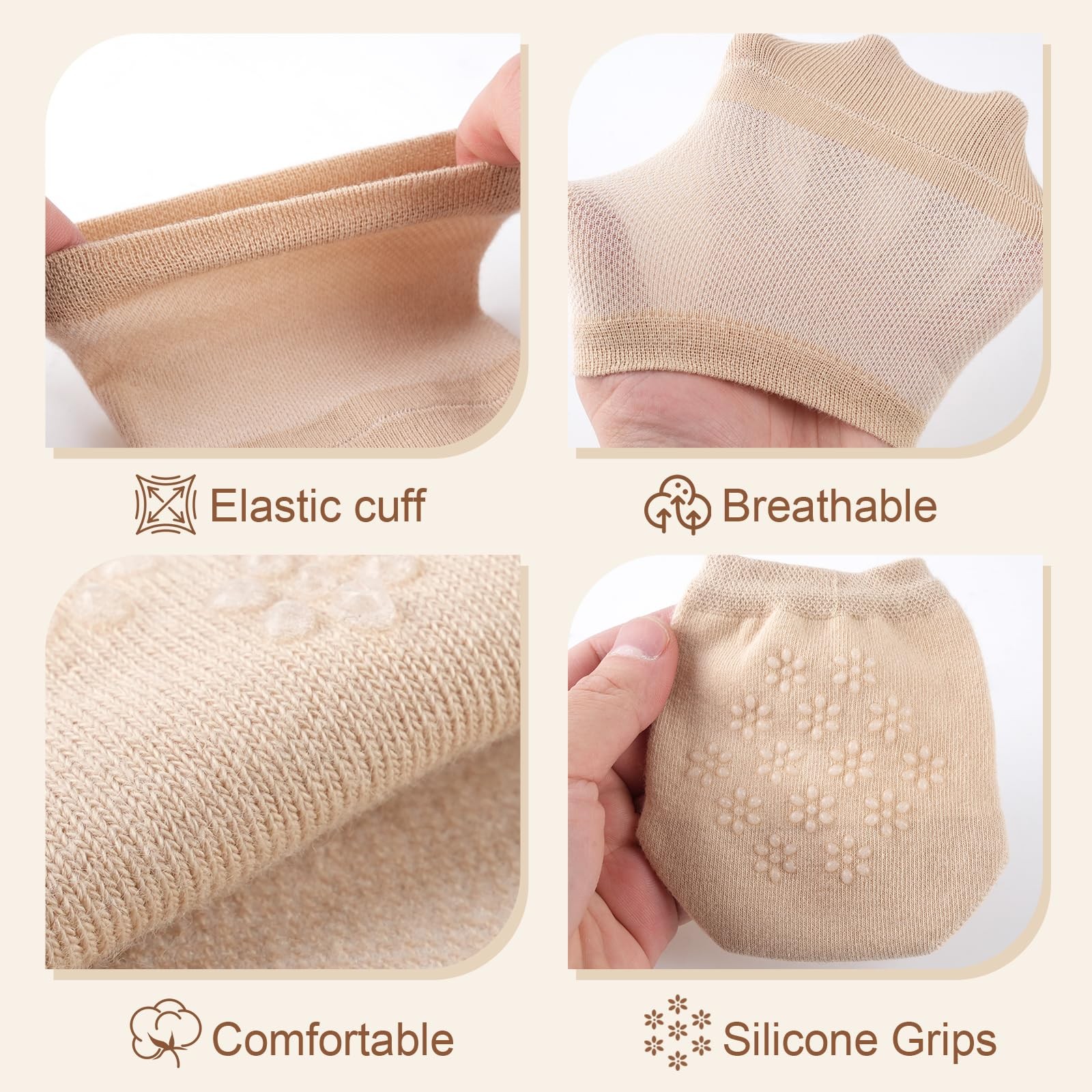8× Invisible Toe Socks Non-slip Mules Half Socks Toe Topper Covers for Womens US