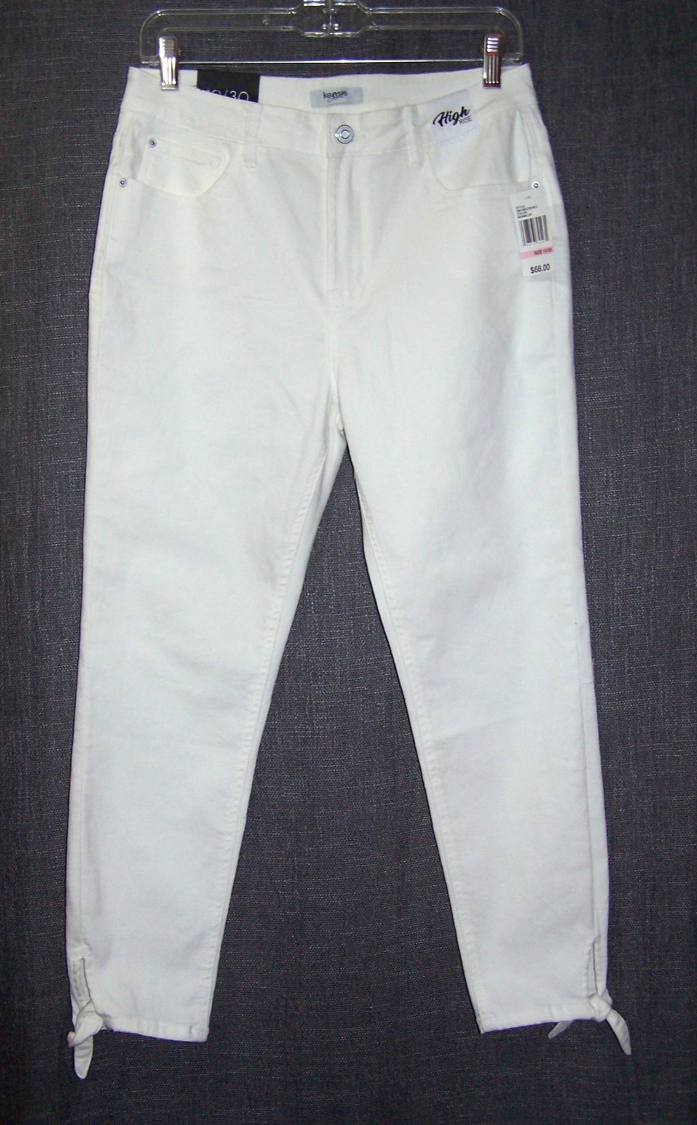 New! KENSI High Rise White Cropped Jeans, Bows At Cuffs – Size 10/30