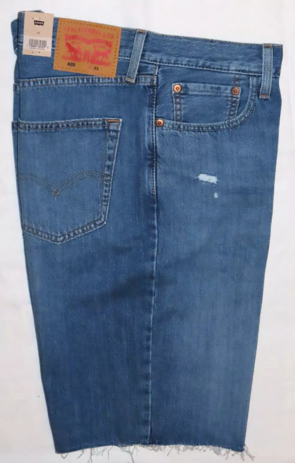Levi’s 469 Loose Fit Factory Cut-Off Jean Shorts with Holes Medium/Blue NWT