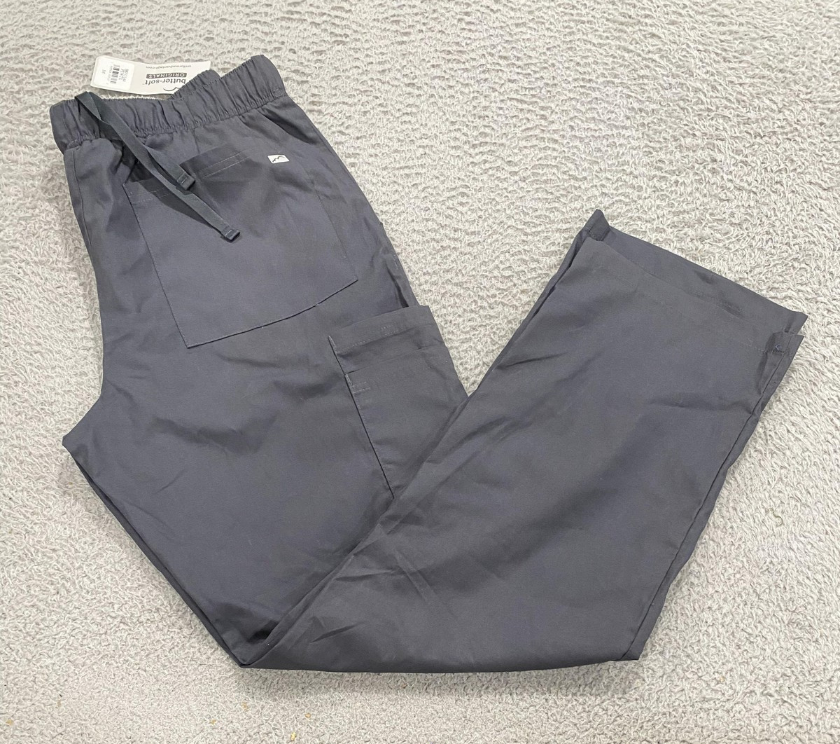 UA Scrubs Butter-Soft Scrub Pants Mens Medium Gray Cargo Drawstring Pockets
