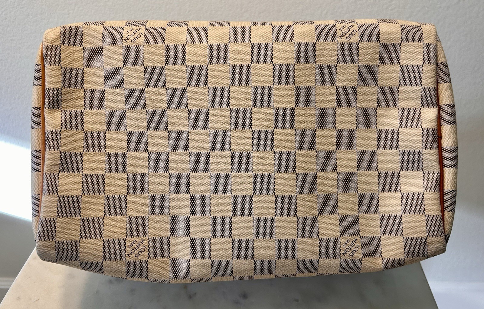 Louis Vuitton Damier Azur Checkered Zip-Top Speedy 35 Made in France