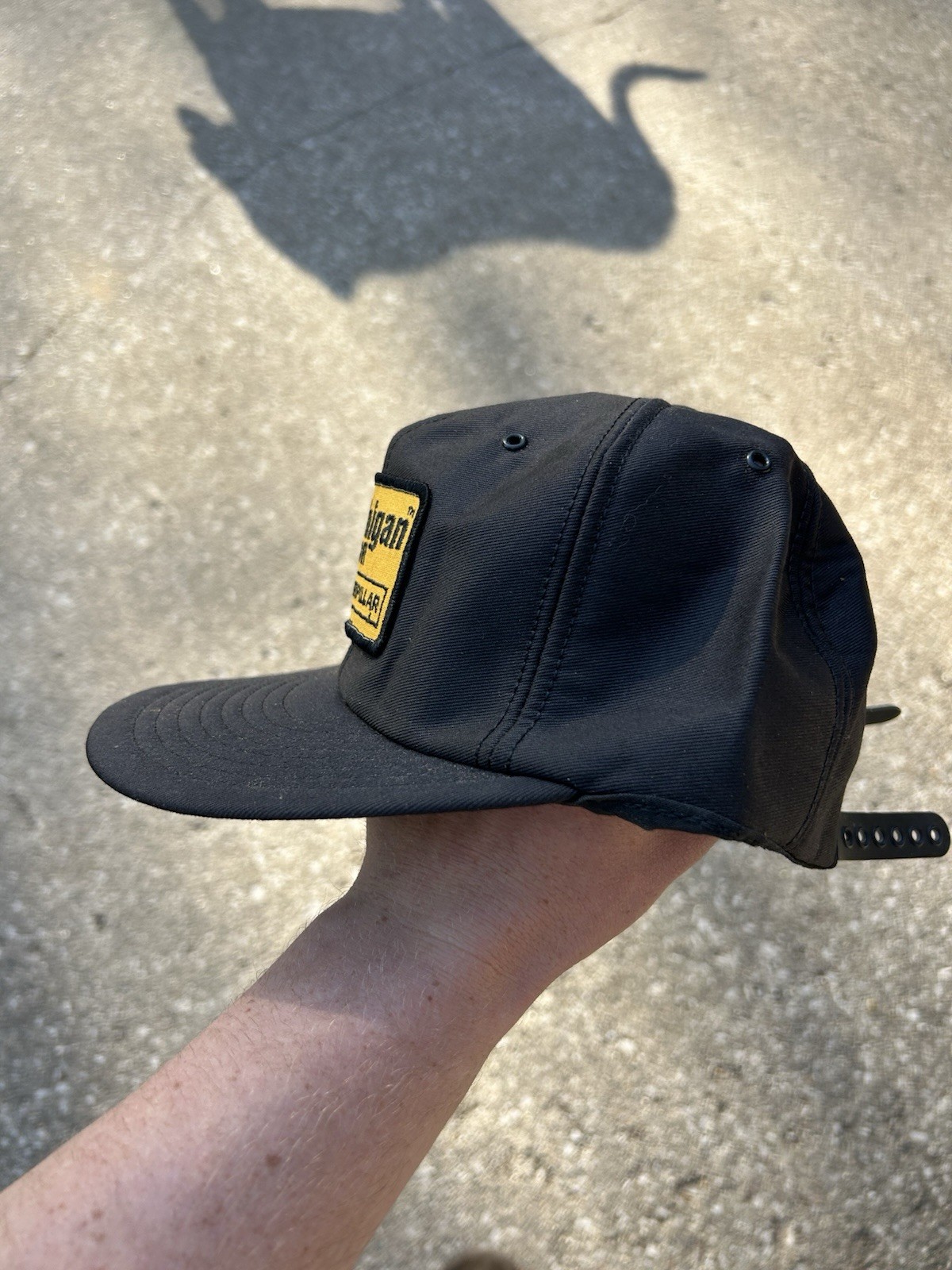Michigan tractor Caterpillar black corduroy hat Louisville Mfg Co Vintage