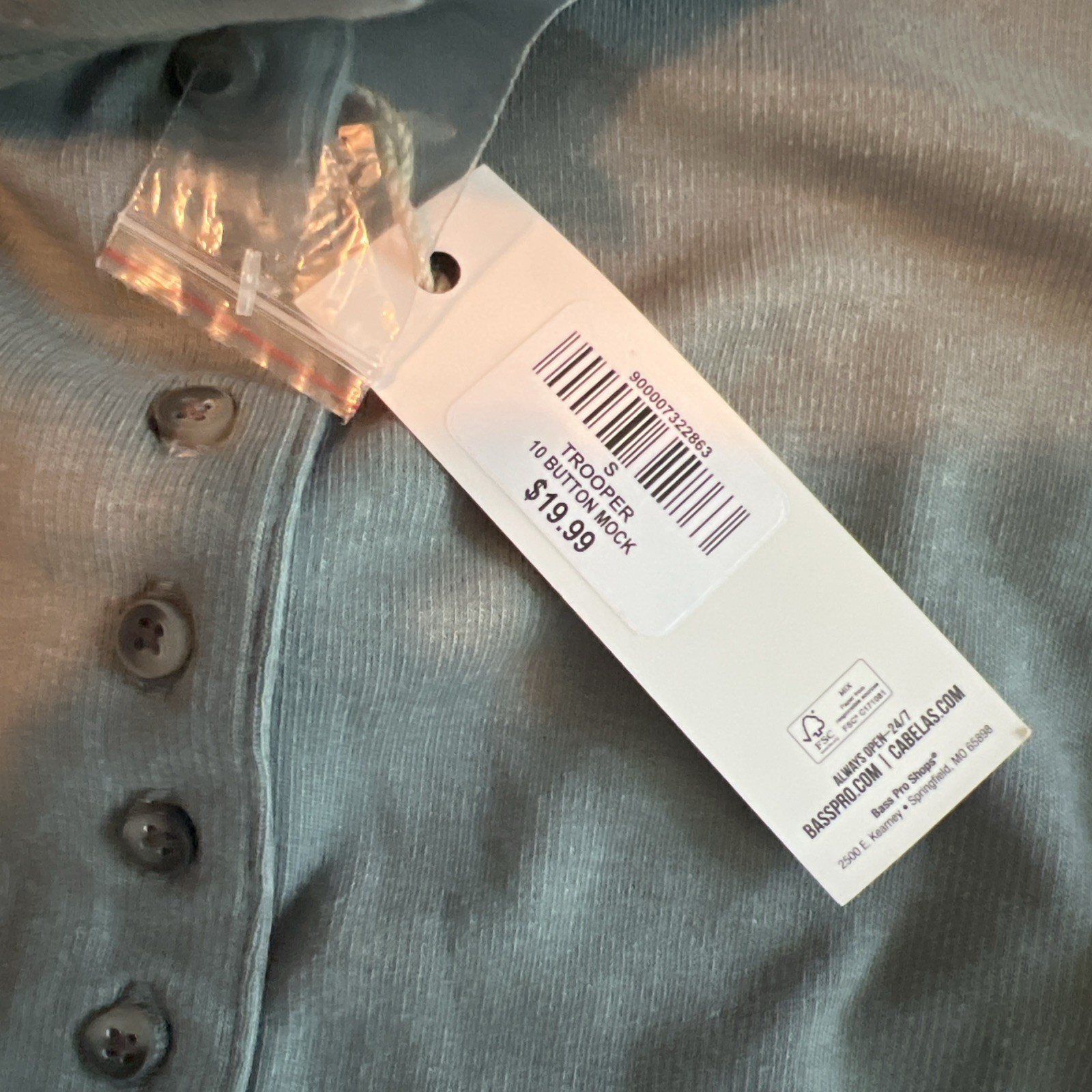 NWT Natural Reflections 10 Button Neck Long Sleeve Top Women’s Small Trooper