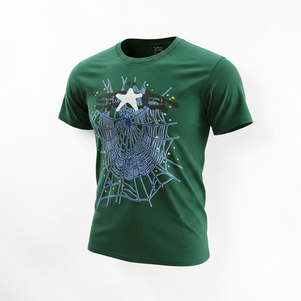 Sp5der Worldwide Hunter Green Web Graphic T-Shirt