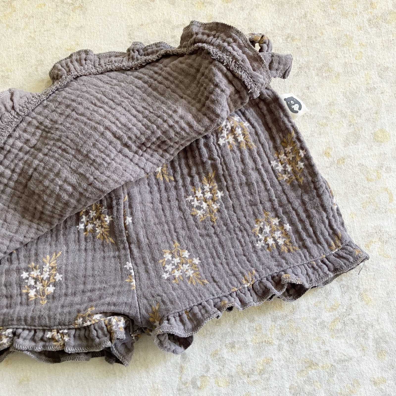 Rabbit Bear Organic 12 Mos Skort 100% Organic Cotton Floral Print Gauze Ruffle
