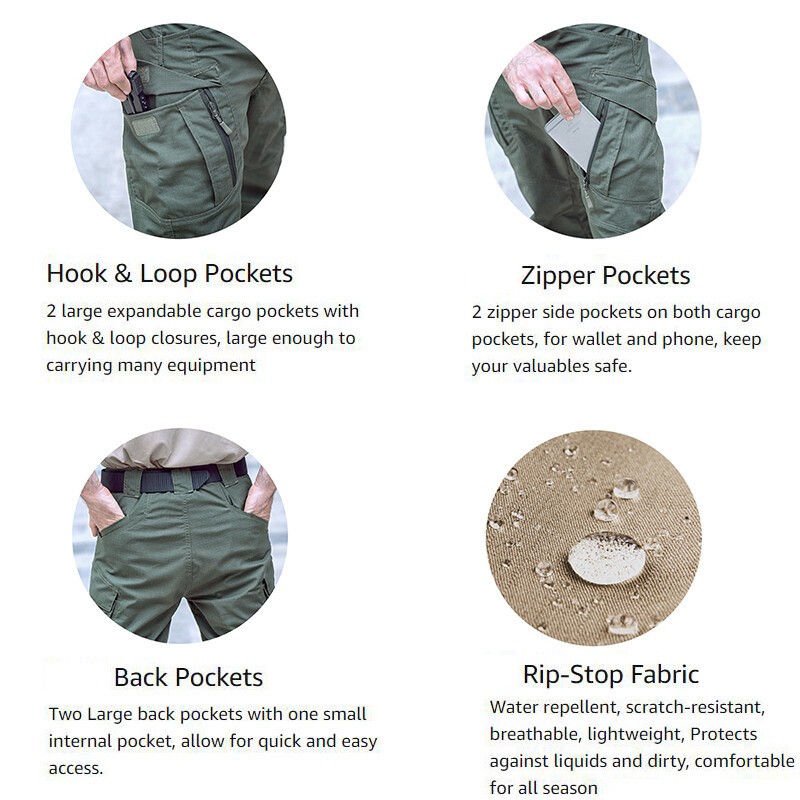 US Men Tactical Cargo Pants Soldier Straight-fit Work Combat Trousers Outdoor
