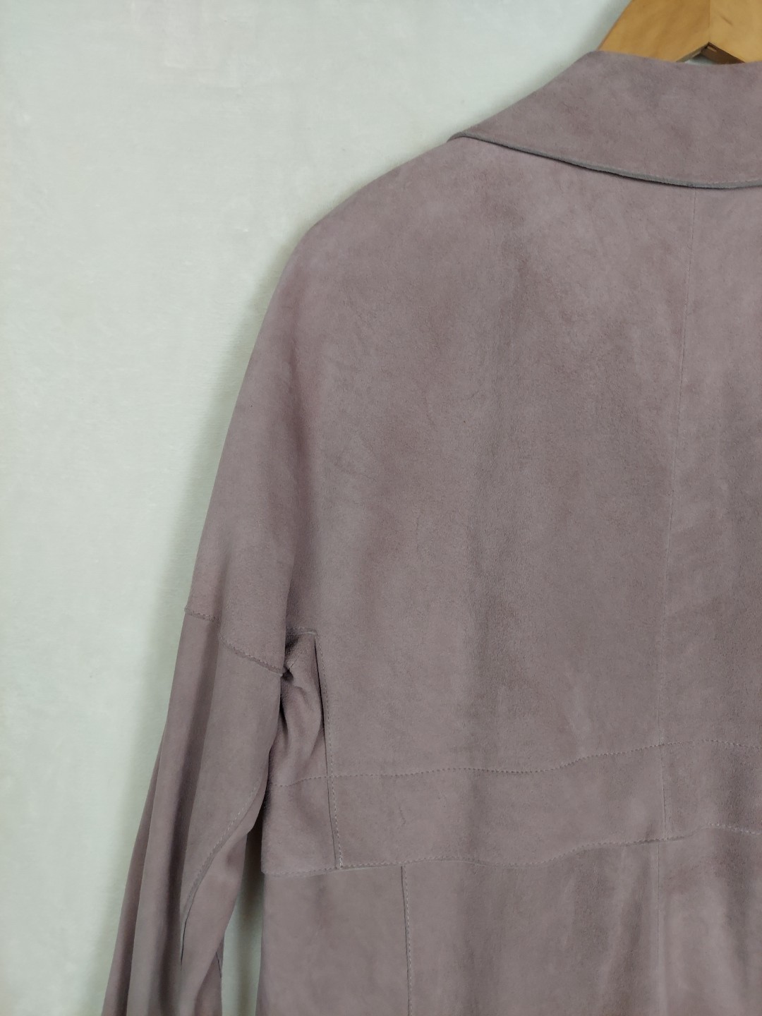 Linea Pelle Collection Suede Trench Coat Womens M Lavender 100% Lames Leather